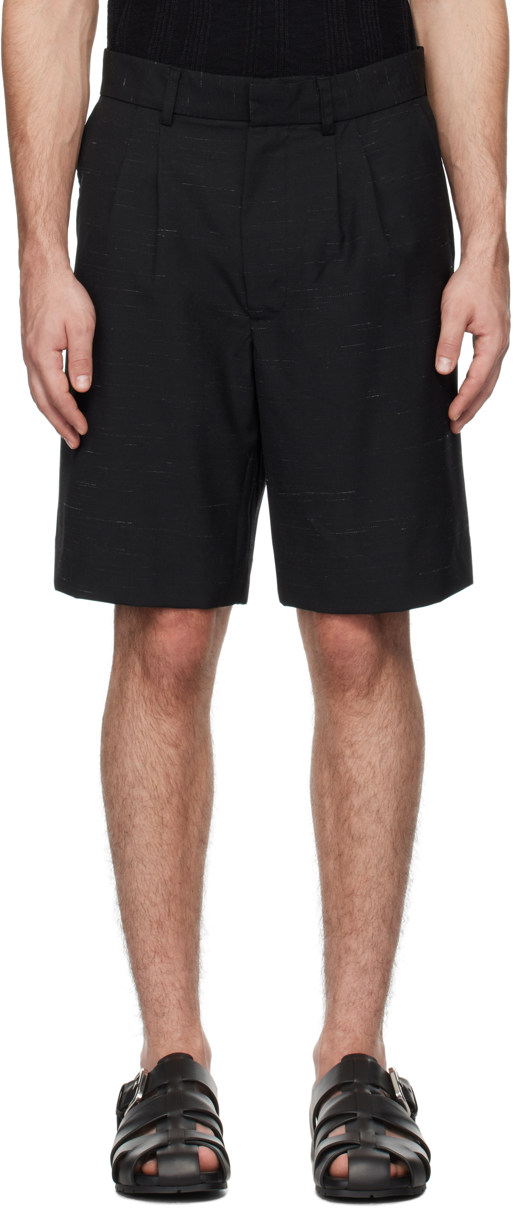 Black Heathered Tailored Shorts