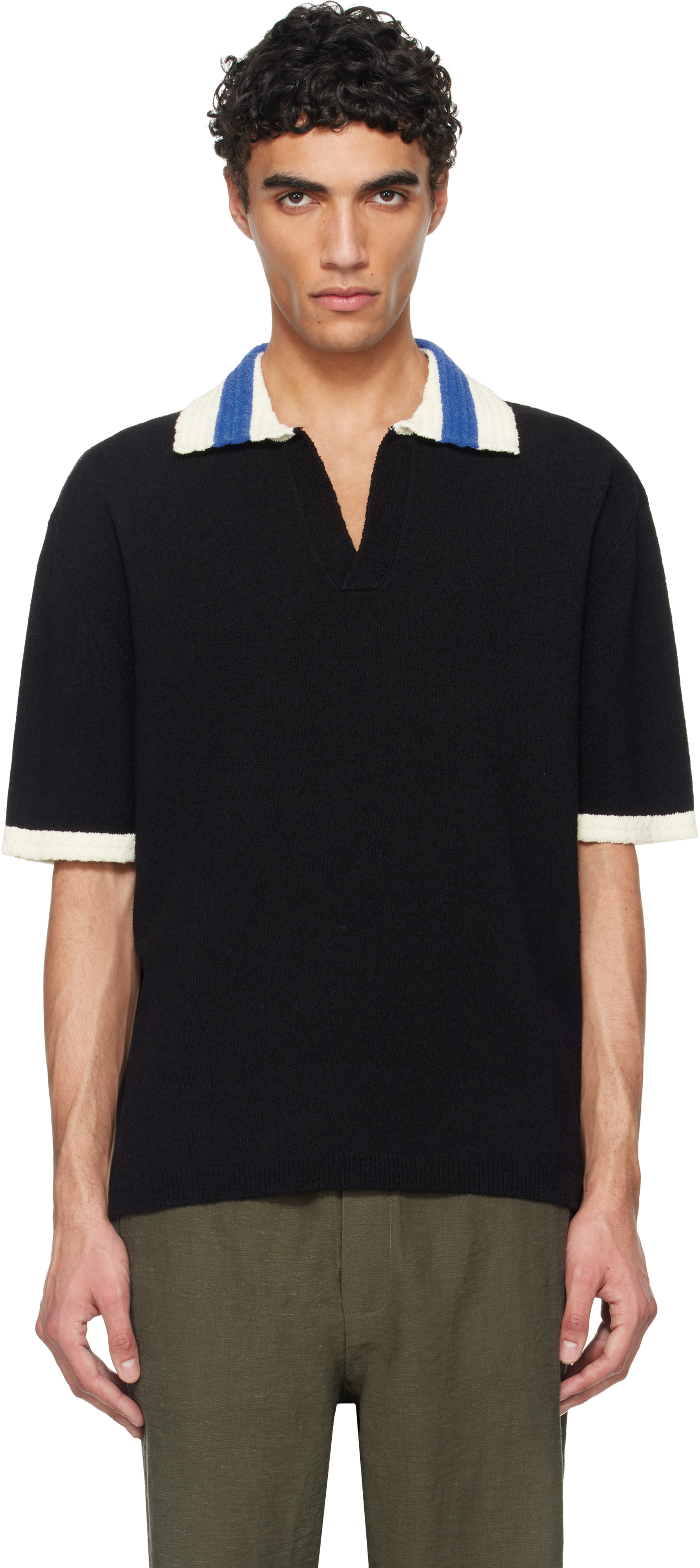 Black Hand Crochet Collar Polo