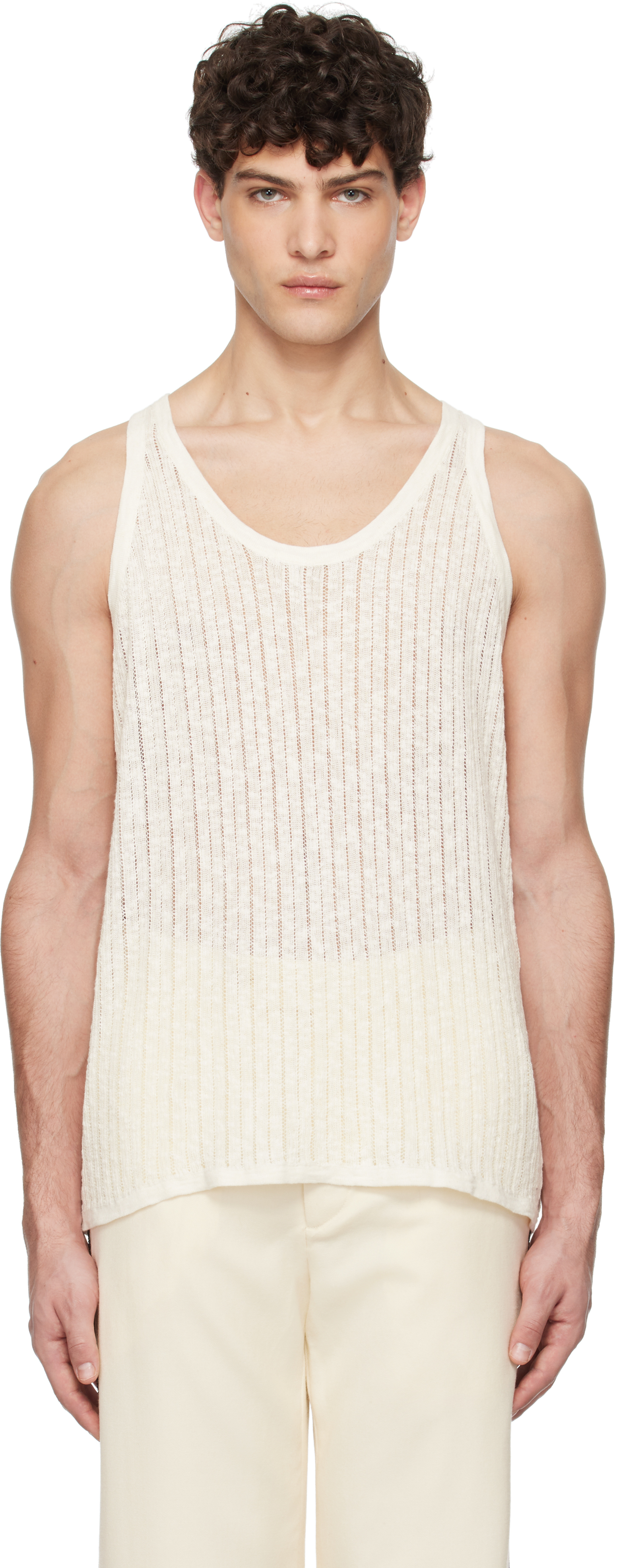 Off-White Pointelle Knit Tank Top