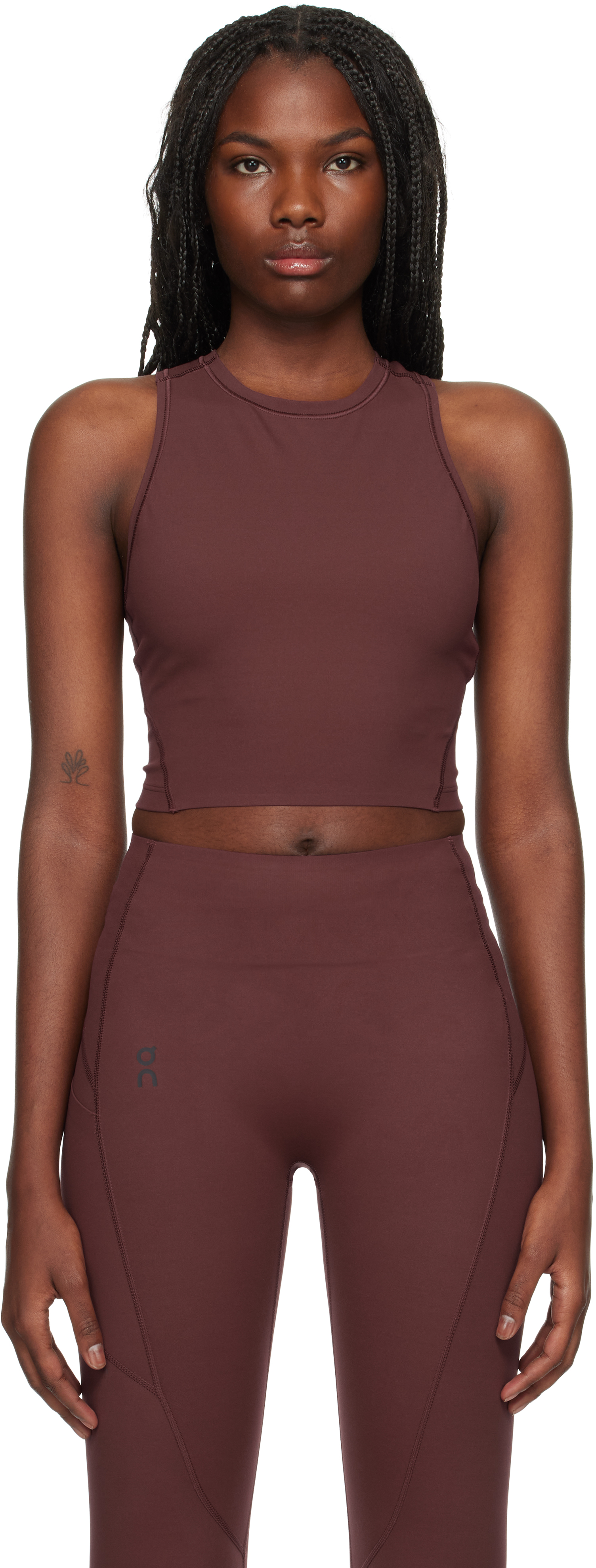 On Burgundy Movement Crop Sport Top In Mulberry