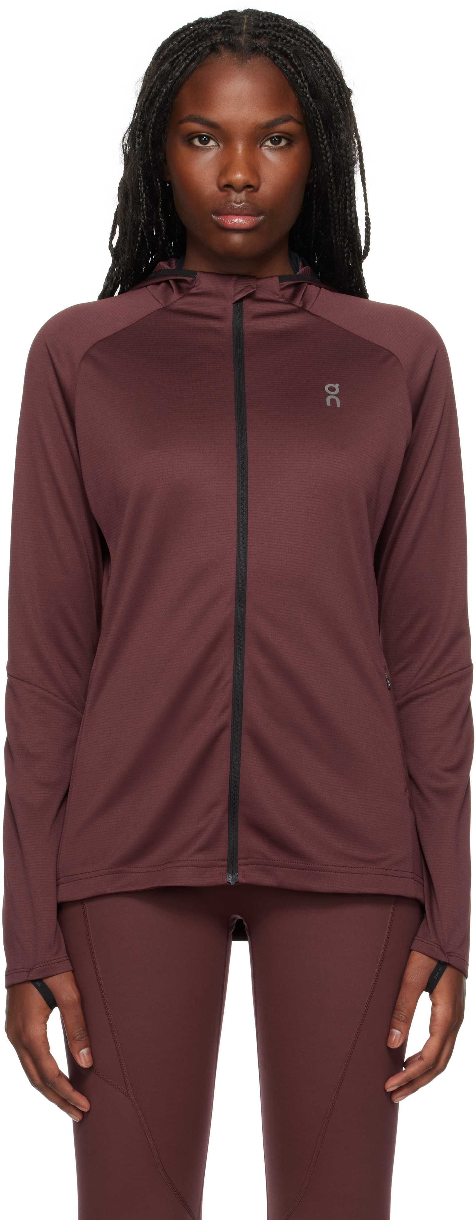 On Burgundy Climate Zip Hoodie In Mulberry