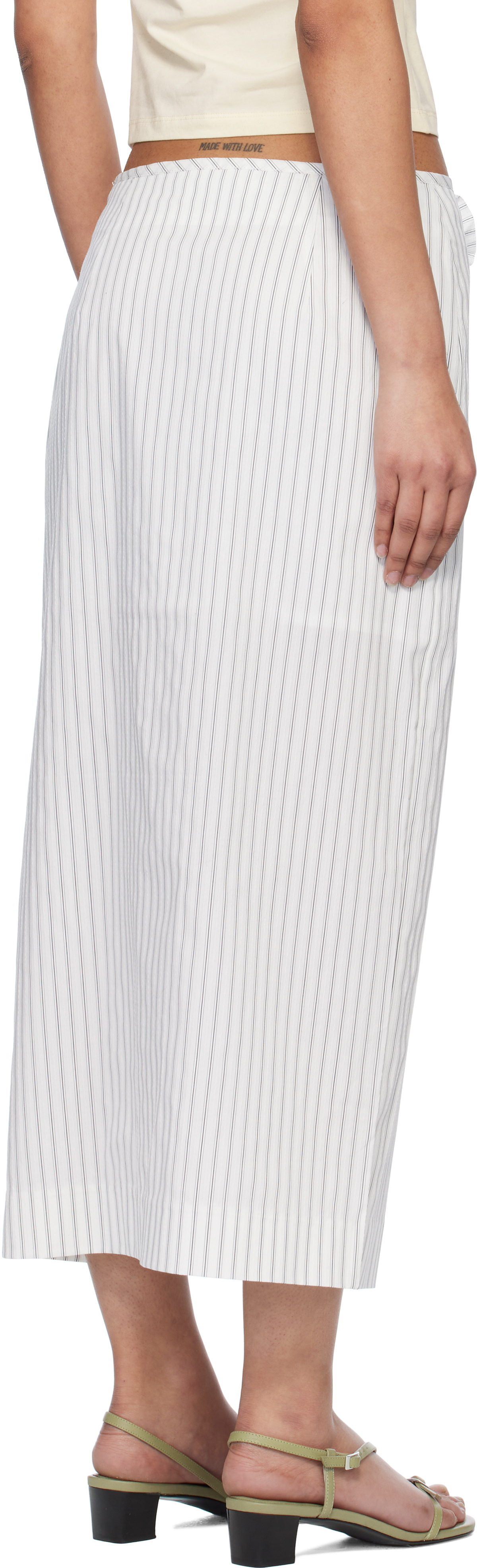 Kijun White Stripe Corsage Maxi Skirt In Off-white Stripe