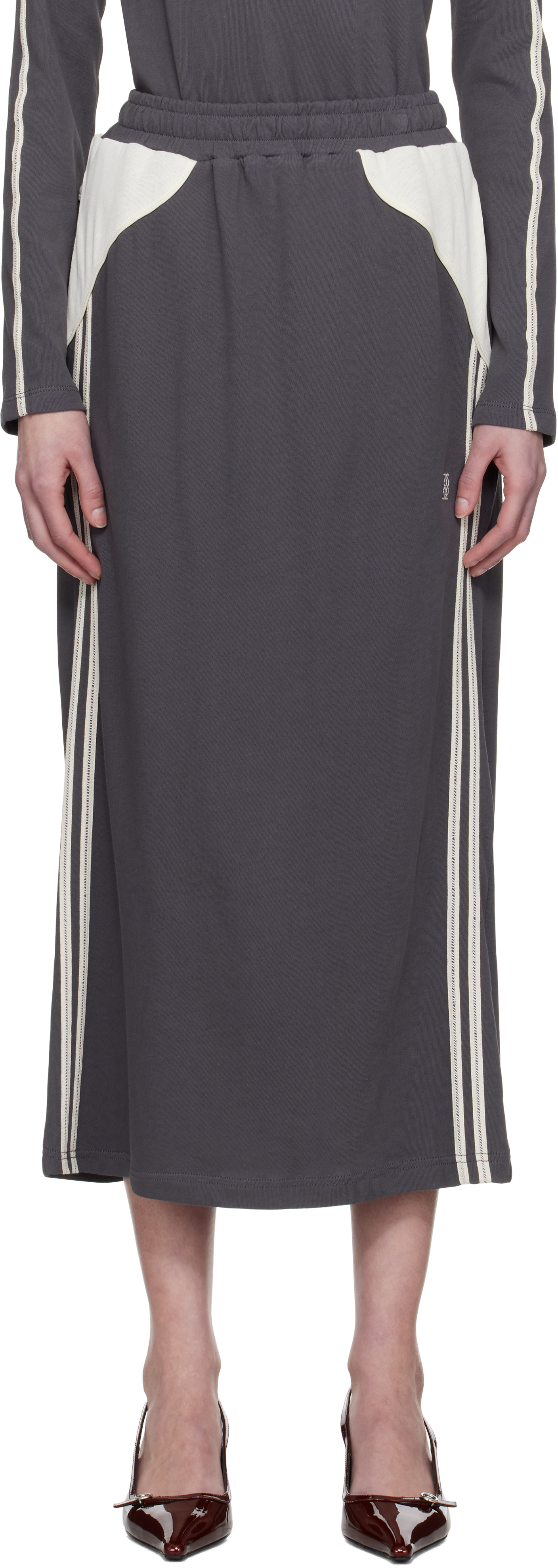 Gray Football Jersey Midi Skirt