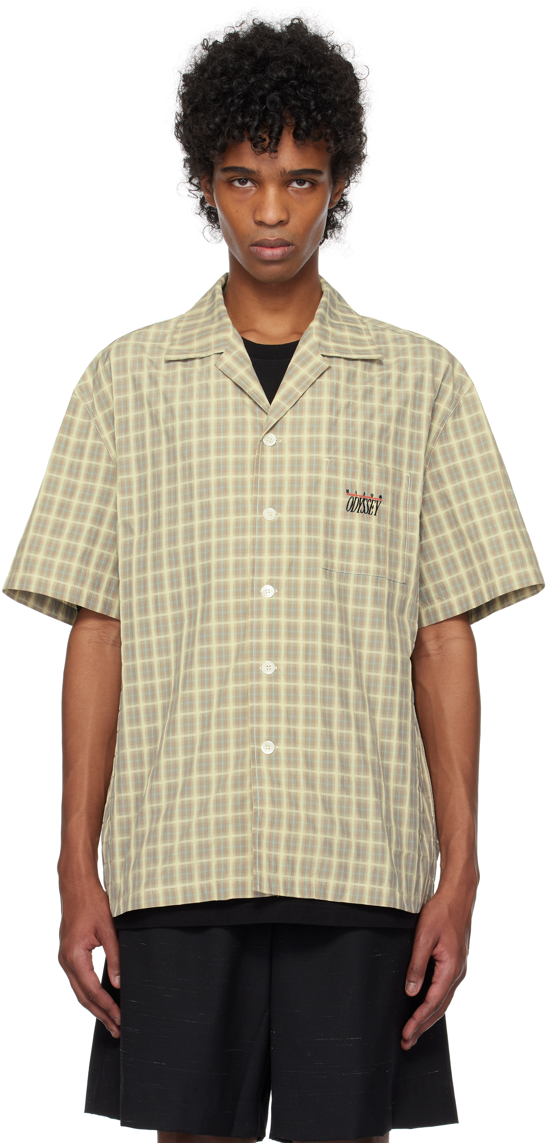 Beige Check Half Sleeve Shirt