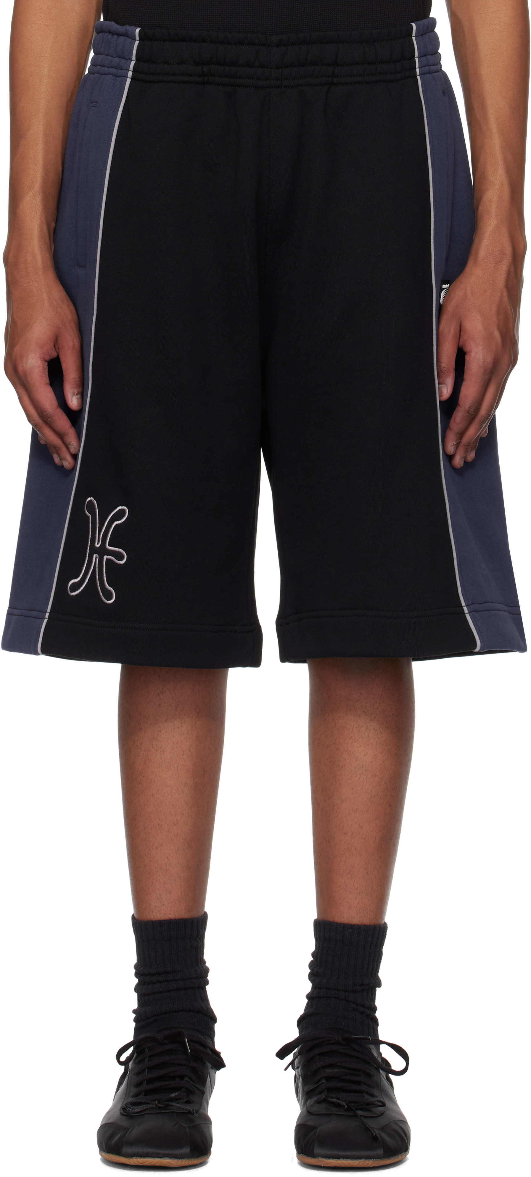 Black 
Blue Paneled Shorts