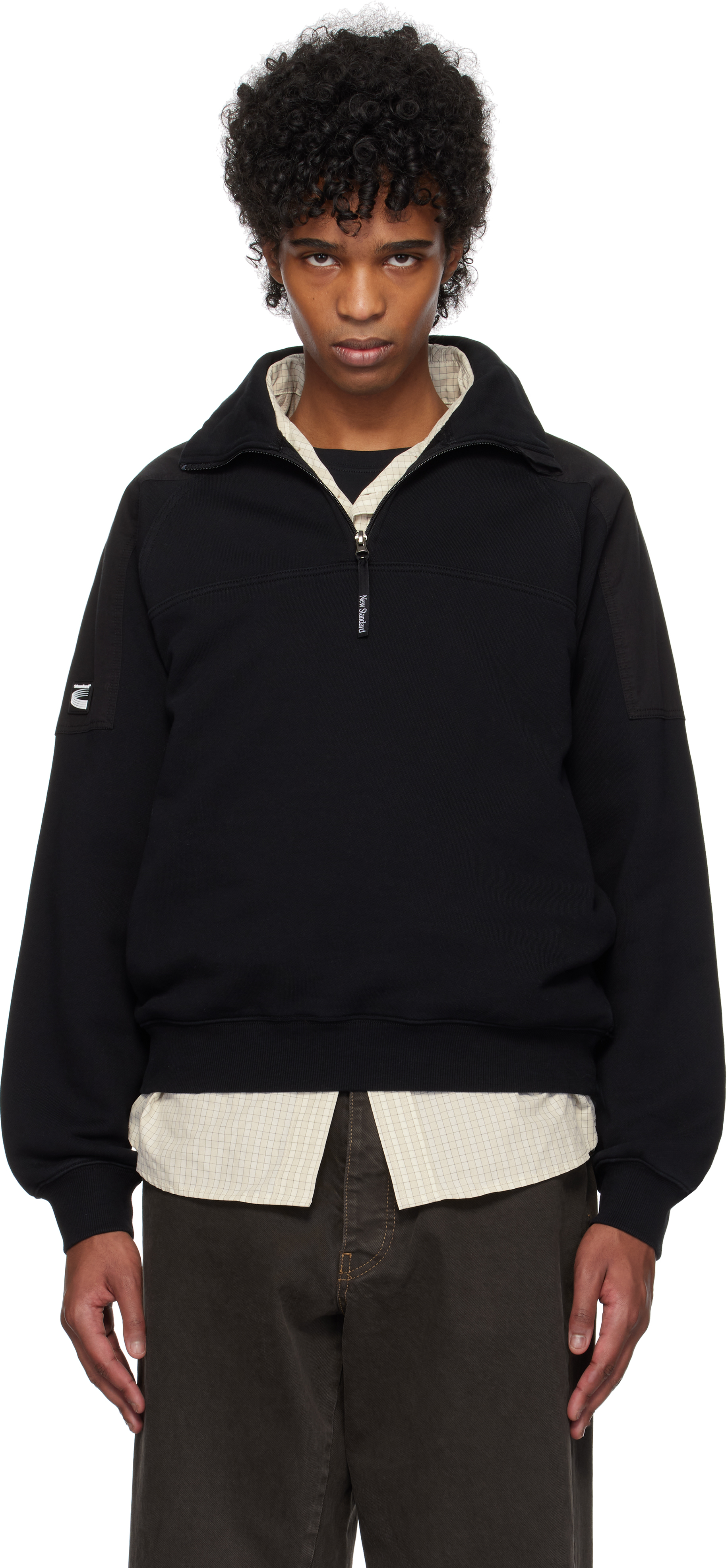 Black Half Zip-Up Sweatshirt