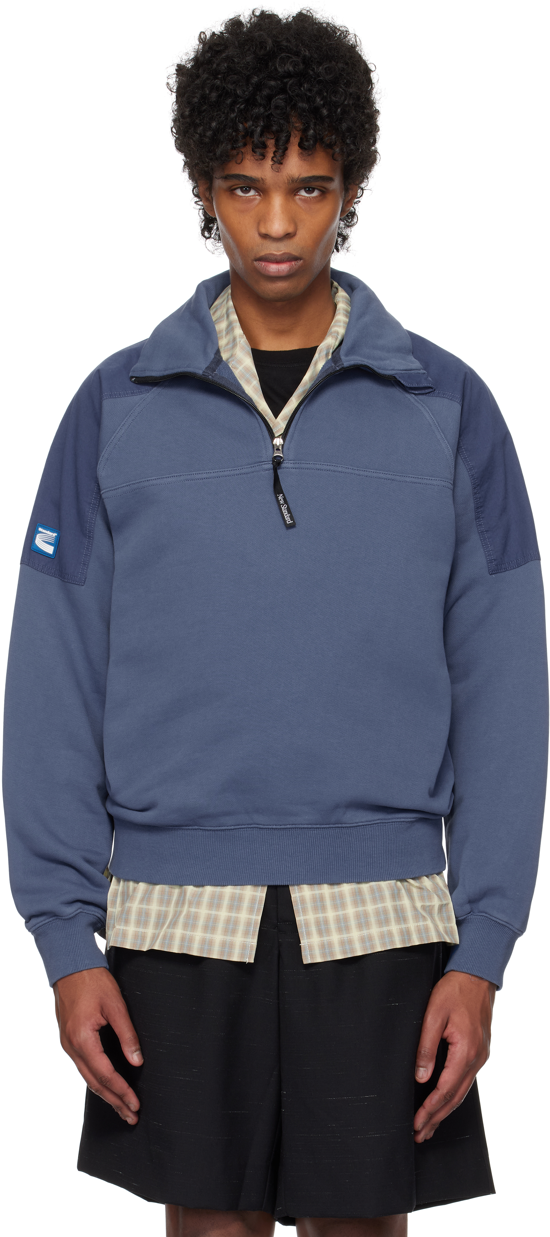 Blue Half Zip-Up Sweatshirt