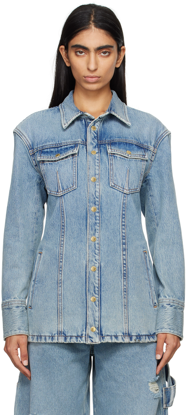 Shop Darkpark Blue Nicole Denim Jacket In Light Wash