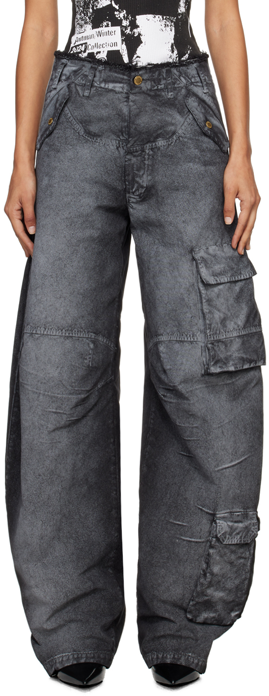 DARKPARK BLACK ROSALIND BARREL LEG CARGO PANTS 