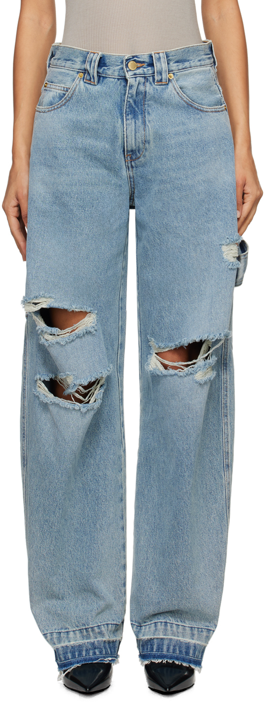 Blue Audrey Barrel Leg Carpenter Jeans