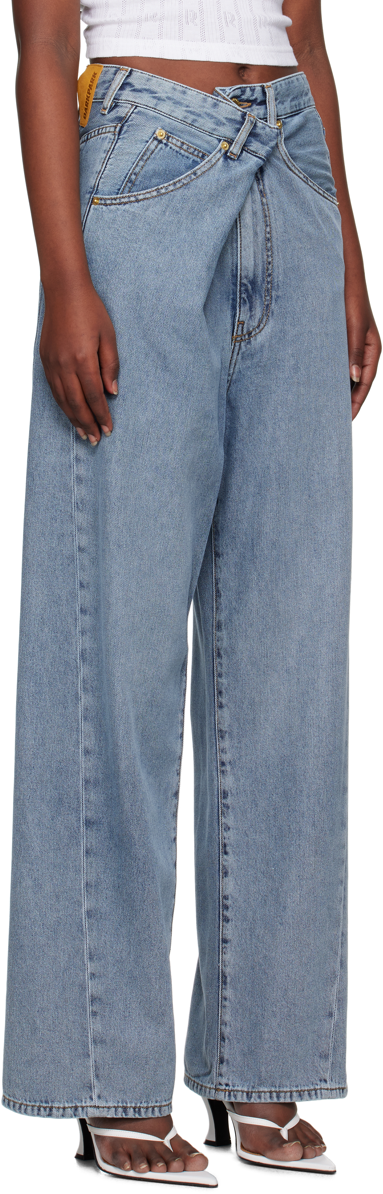 Shop Darkpark Blue Ines Fold Over Jeans In San Fran Blue