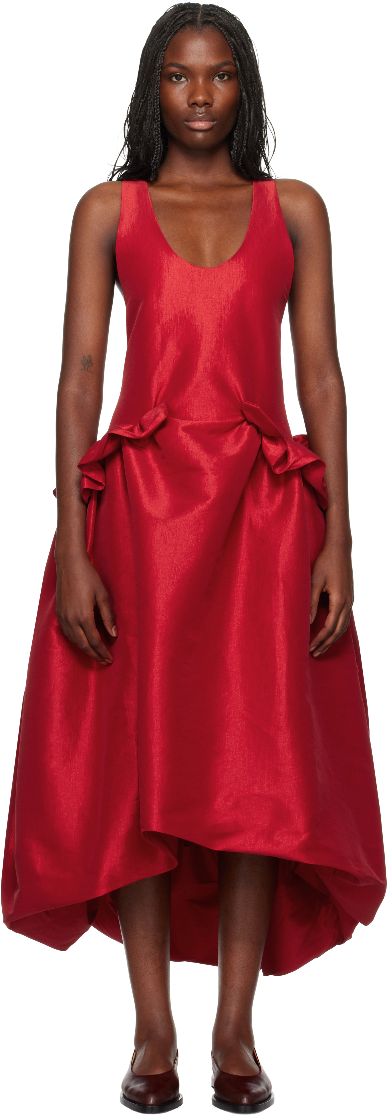 Shop Kika Vargas Ssense Exclusive Red Ramya Midi Dress