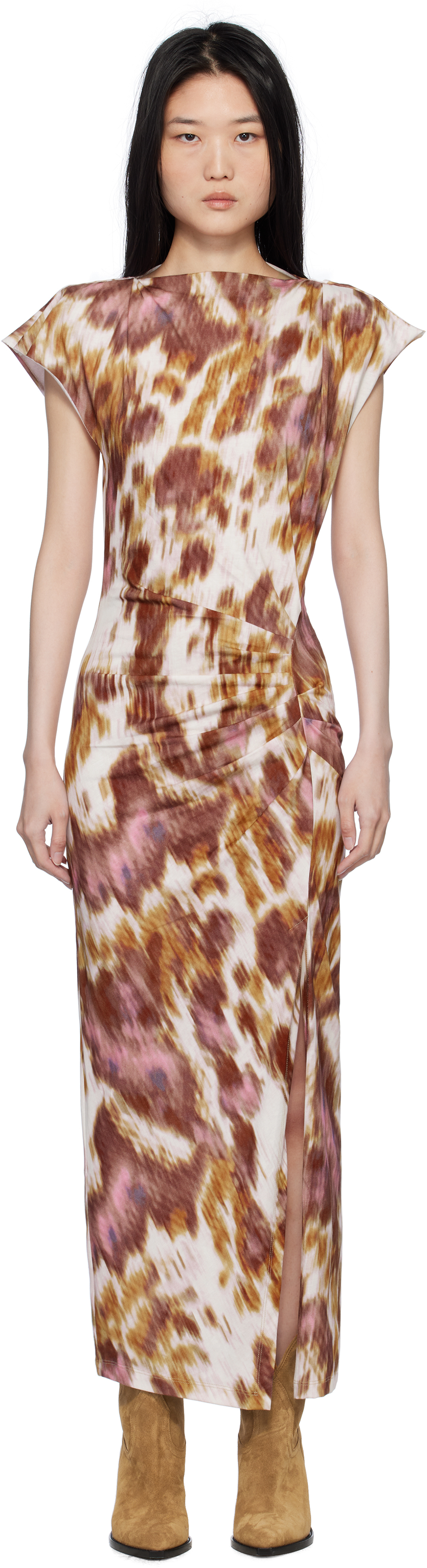 Off-White & Tan Nadela Maxi Dress