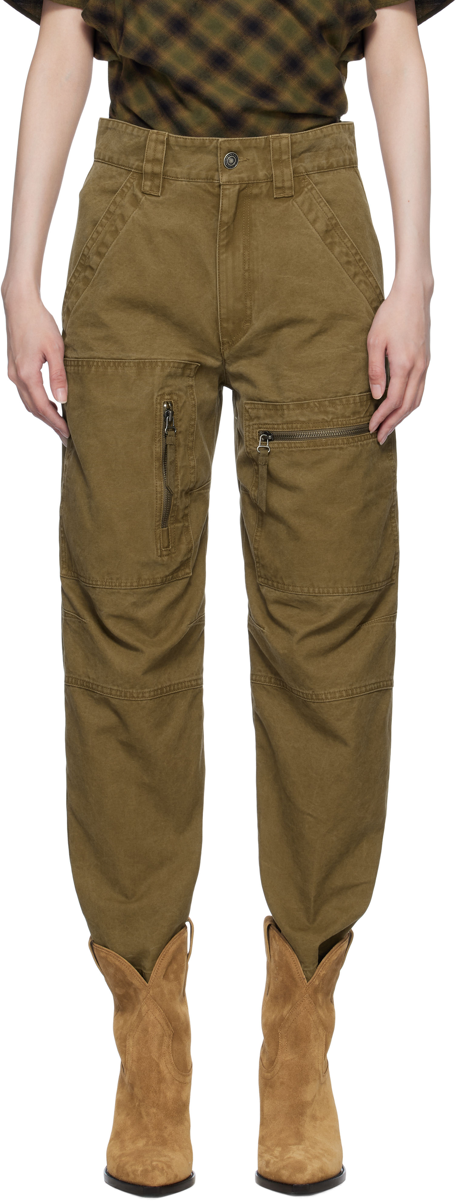 Beige Kelyane Coated Workwear Trousers