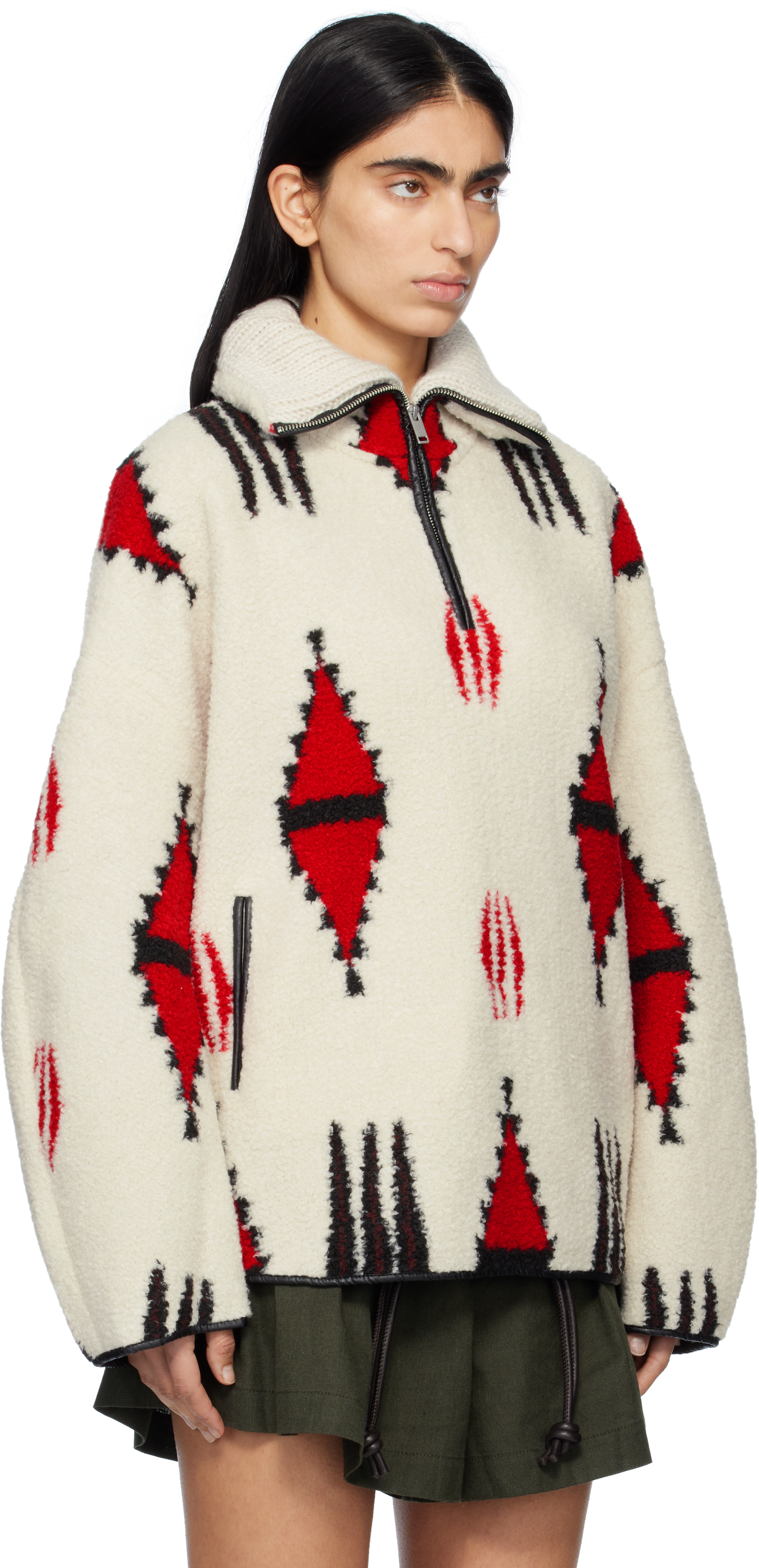 Isabel Marant Étoile Womens Ecru Red Graphic-print Relaxed-fit Fleece Jumper In Ecru/red