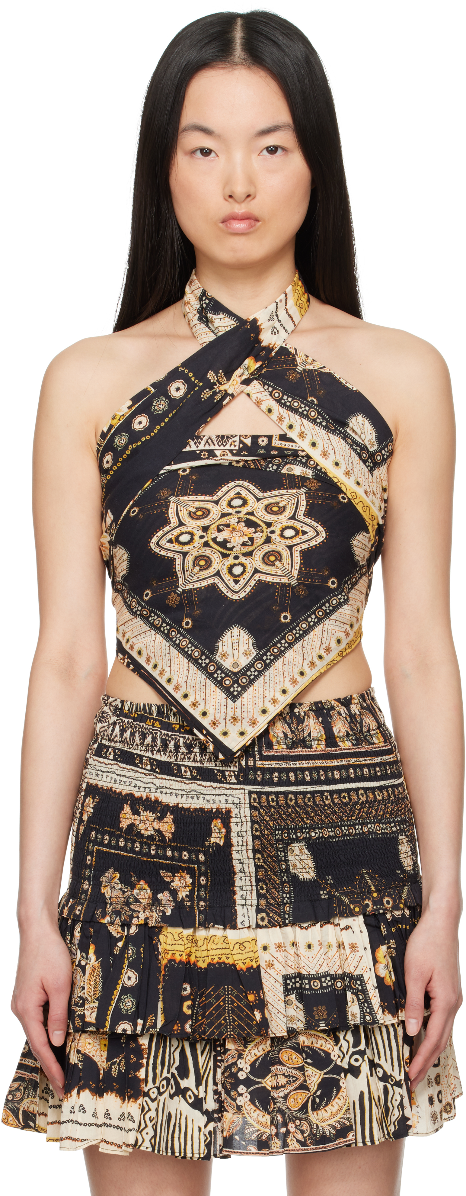 Isabel Marant Etoile: Black & Yellow Feyza Camisole | SSENSE