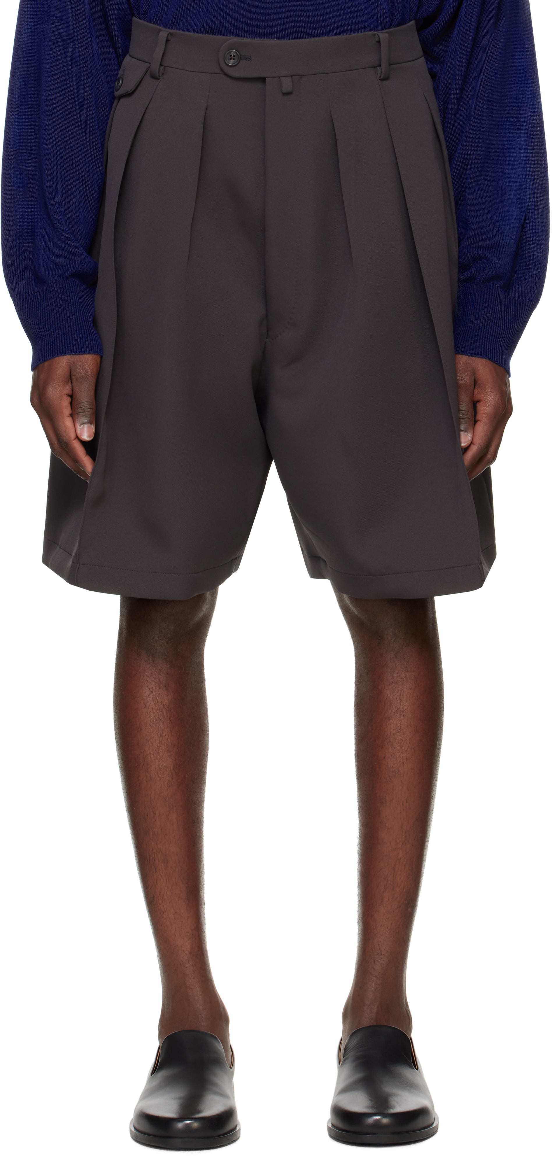 RAINMAKER KYOTO: Gray Triple Cloth Hakama Shorts | SSENSE