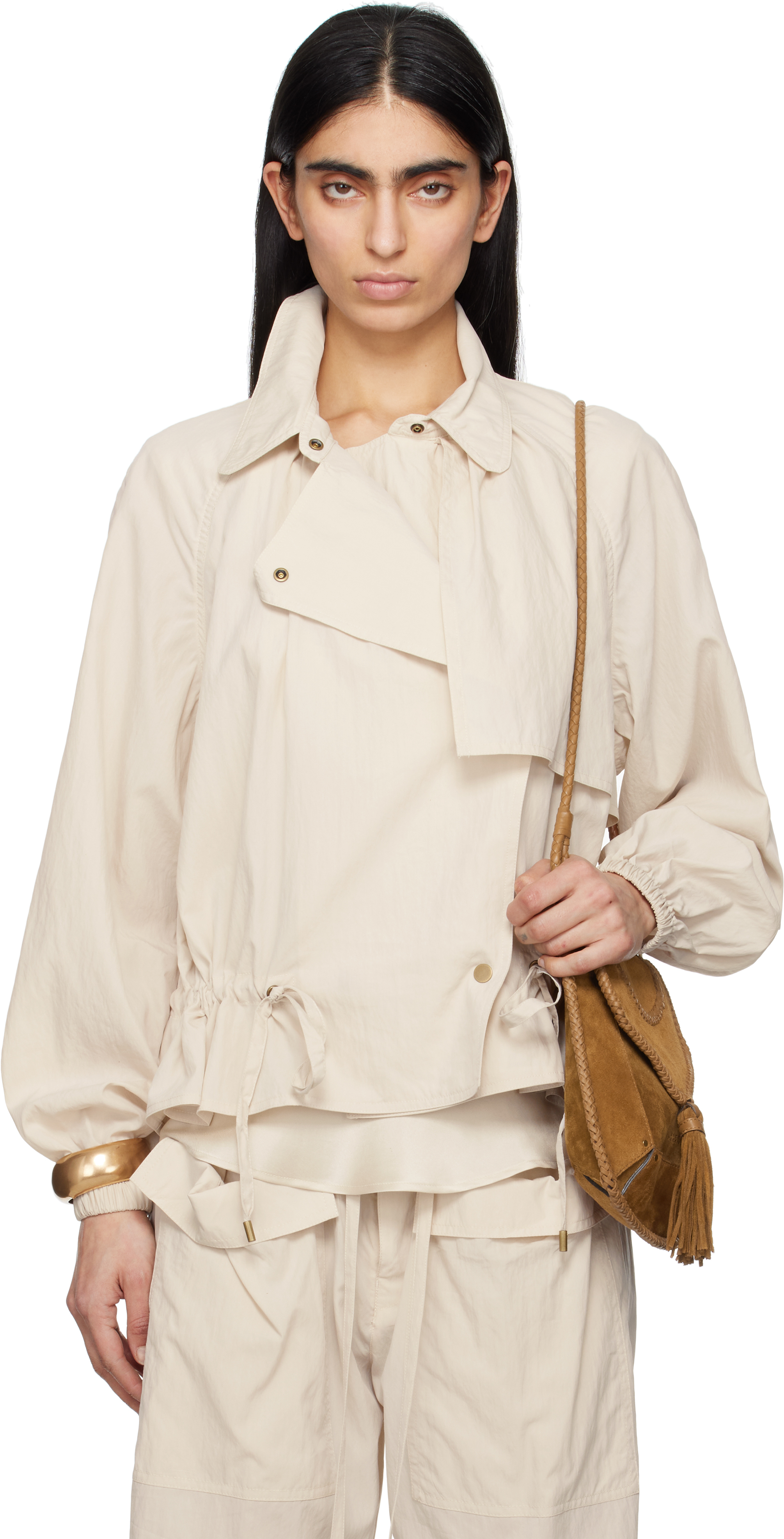 【関税込み】Isabel Marant ベージュ Gwenola ジャケット Isabel Marant: Beige Gwenola Jacket | SSENSE