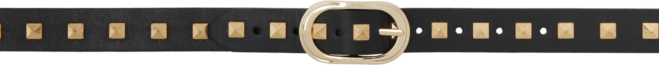 小物 ERNEST W BAKER SKINNY LEATHER BELT M Ernest W. Baker Studded Skinny Leather Belt - Black/Gold