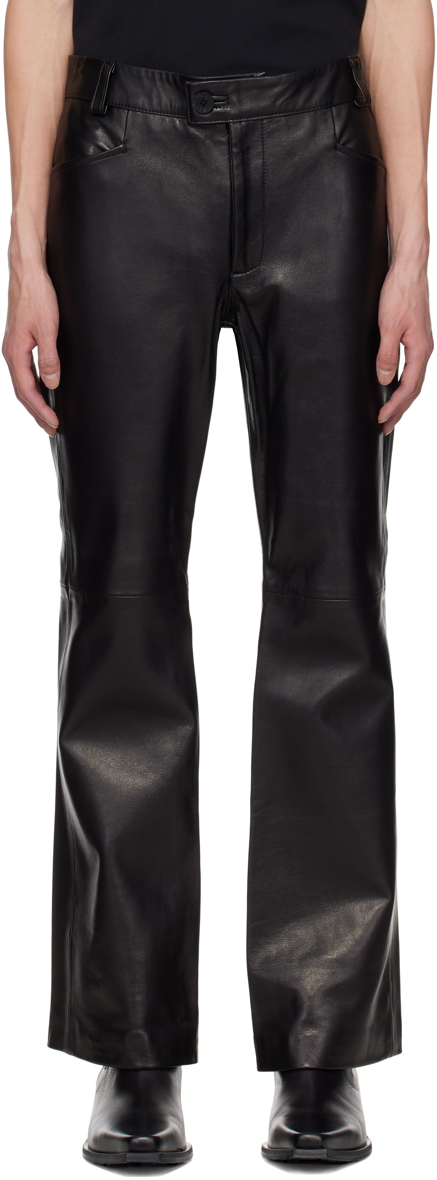 Black Flare Leather Pants