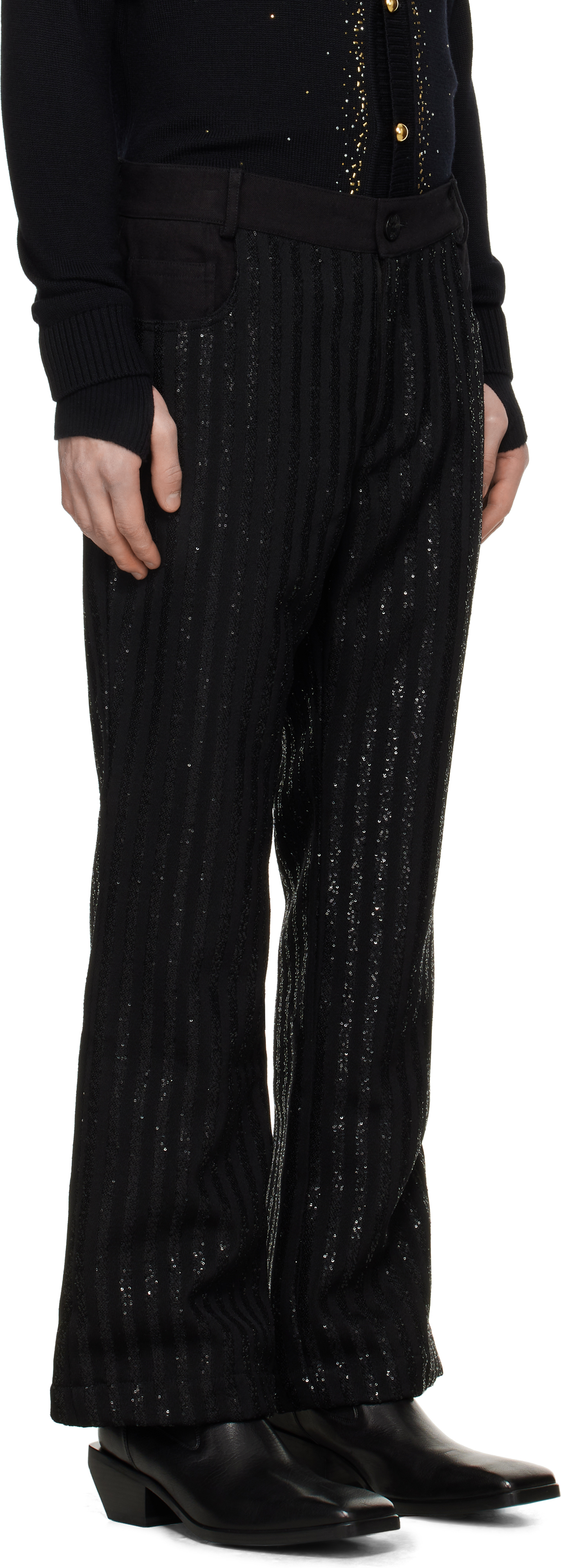 ERNEST W BAKER BLACK FLARE TROUSERS