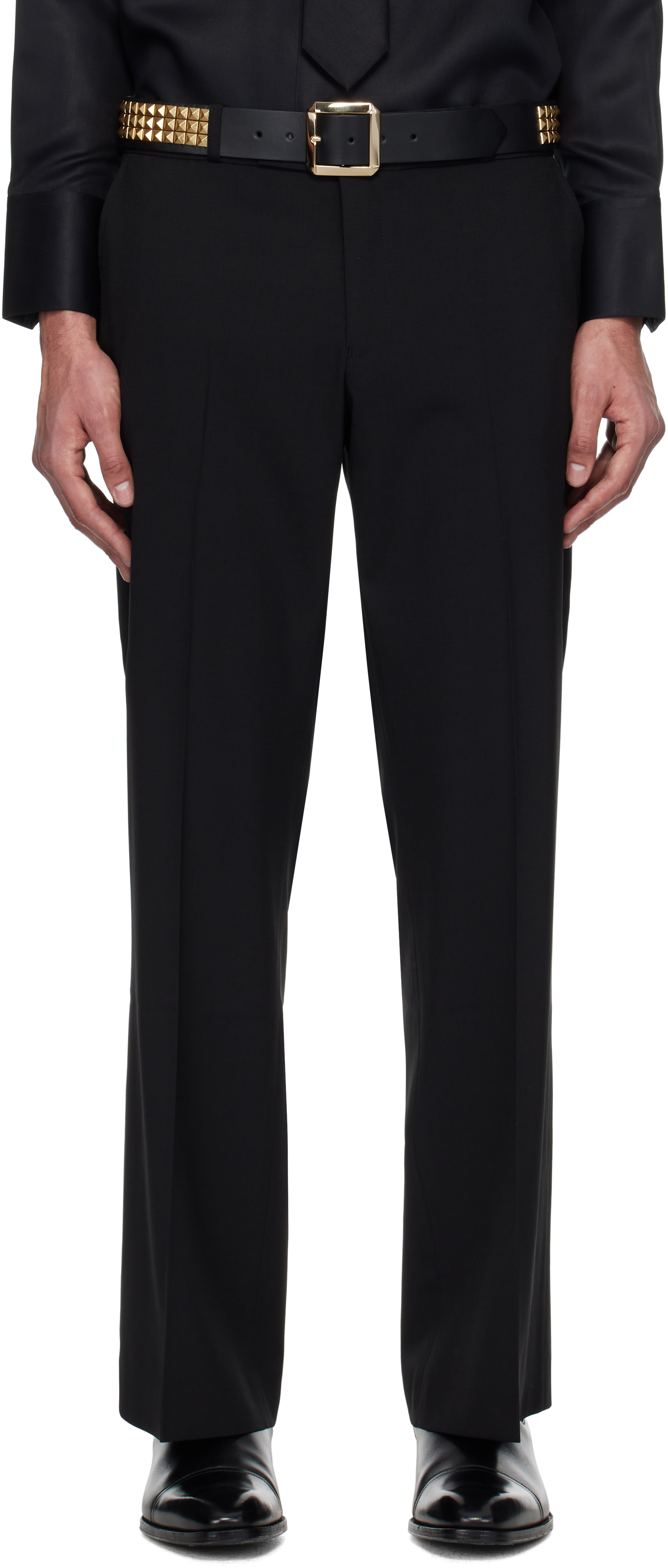 Black Loose Fit Flare Trousers