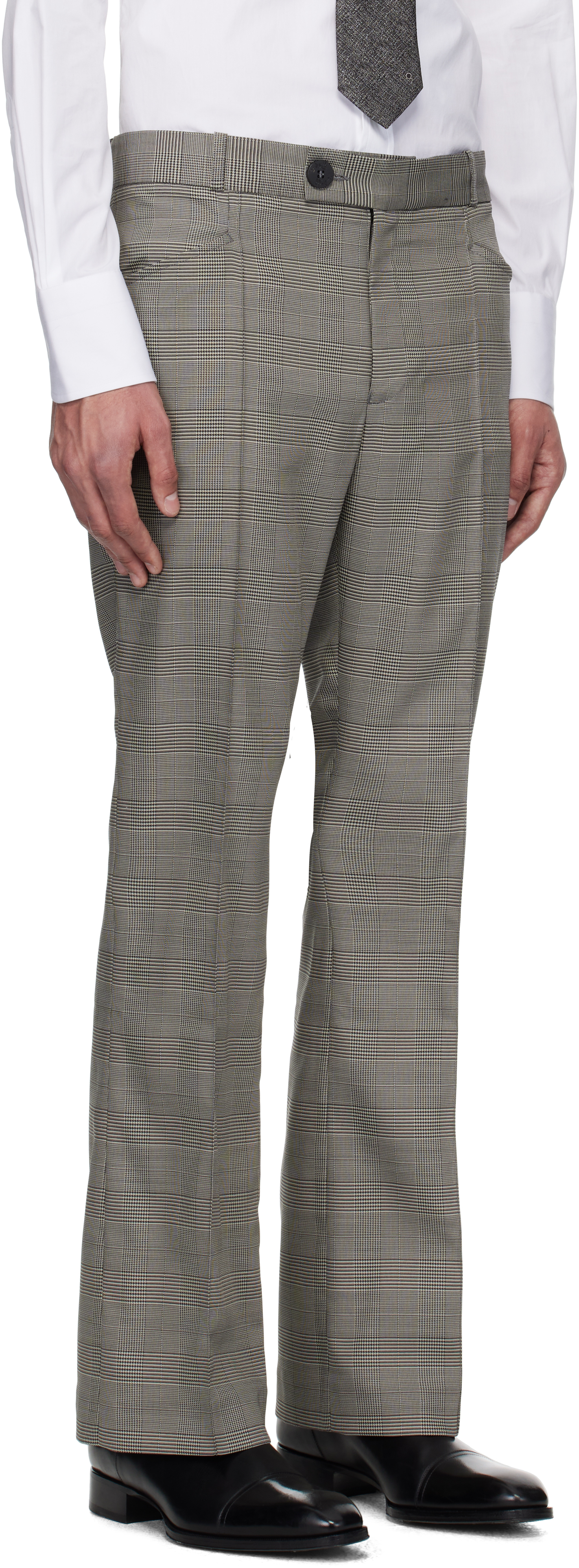 Ernest W Baker Gray Flare Trousers In Grey Check