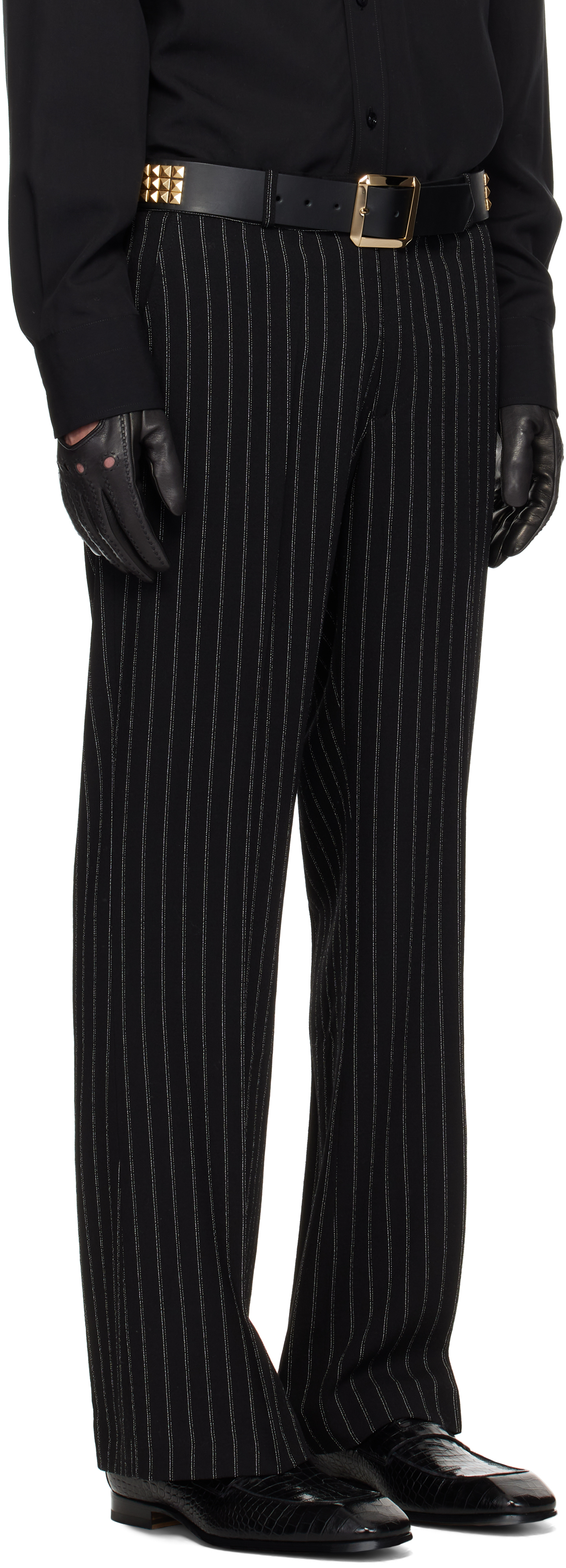 Shop Ernest W Baker Black Loose Fit Flare Trousers In Black & White