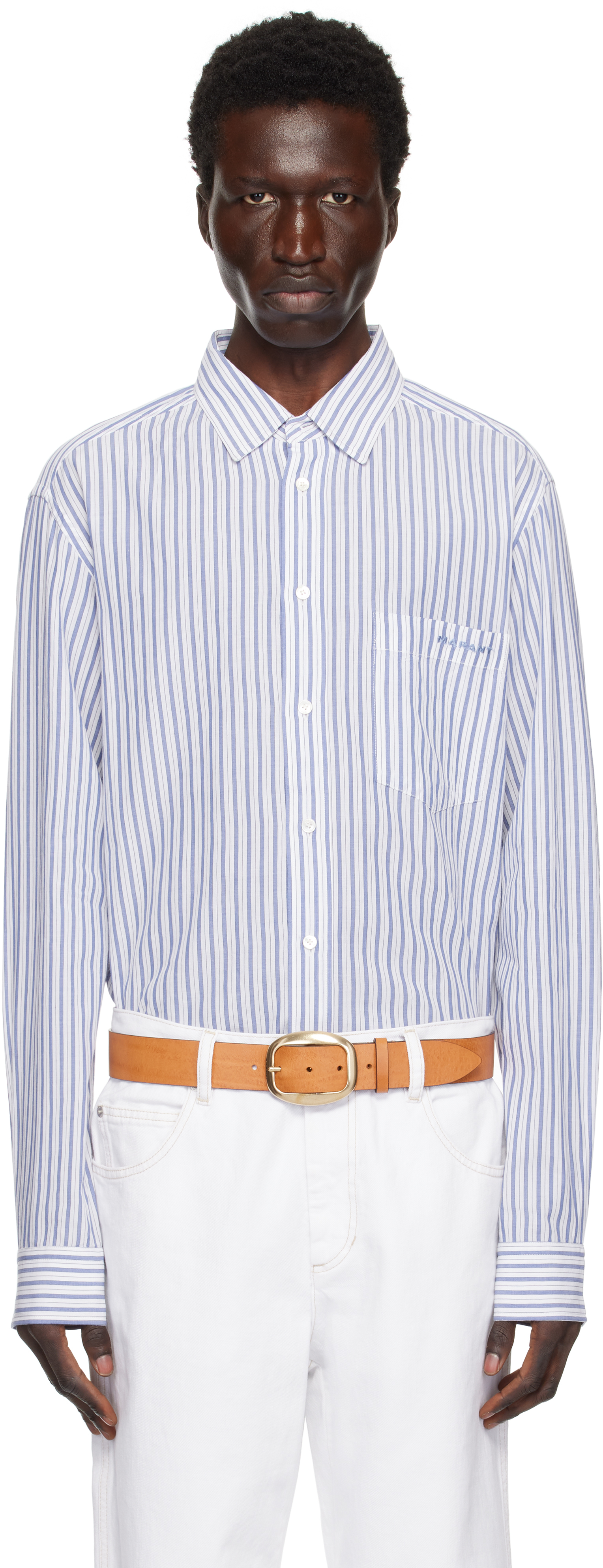 ISABEL MARANT BLUE & WHITE JASOLO SHIRT 