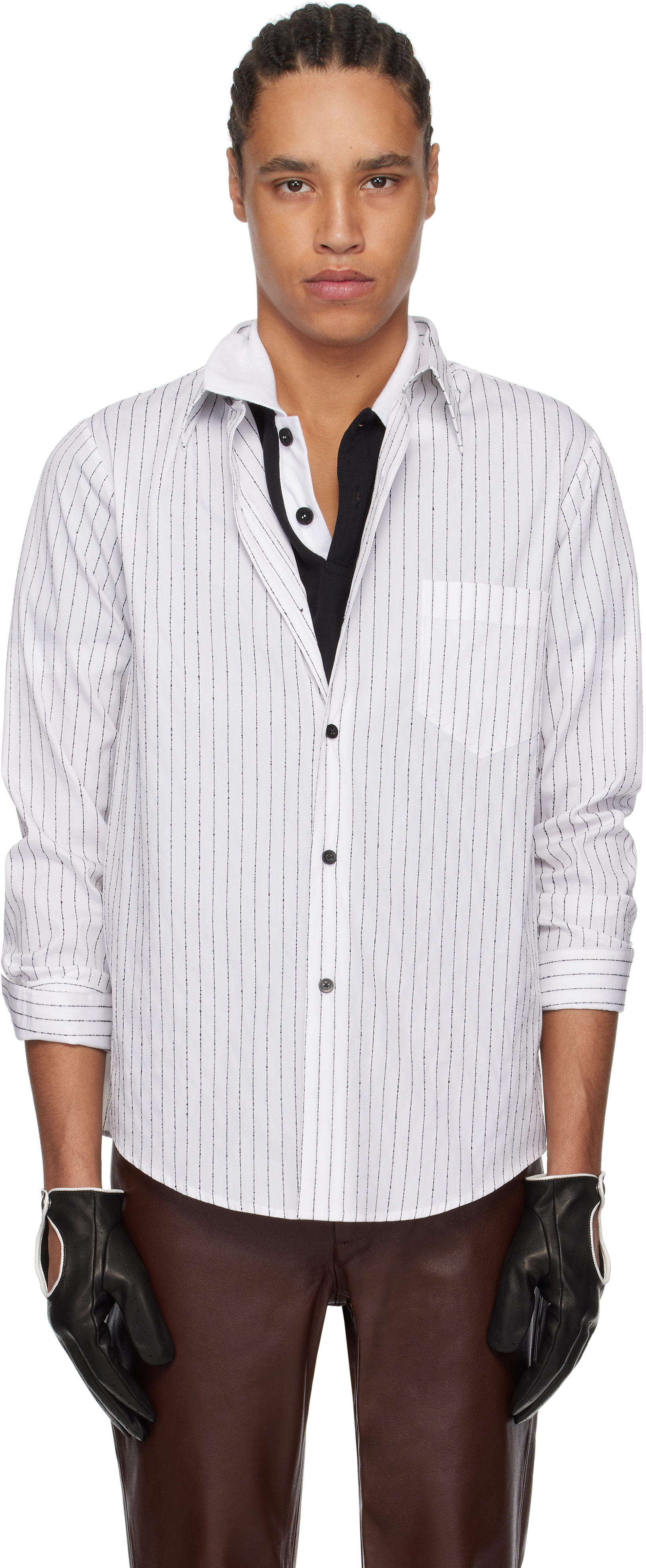 White 
Black Pin Stripe Classic Shirt