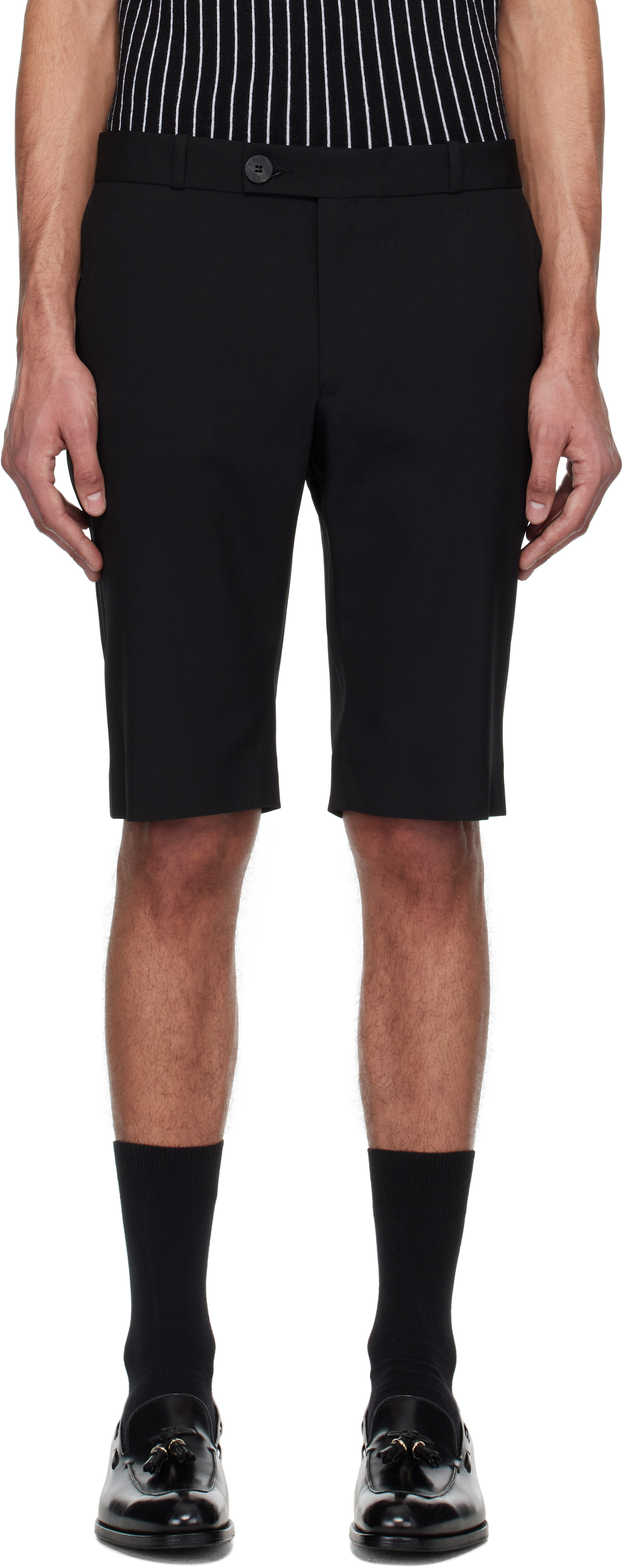 Black Long Tailored Shorts