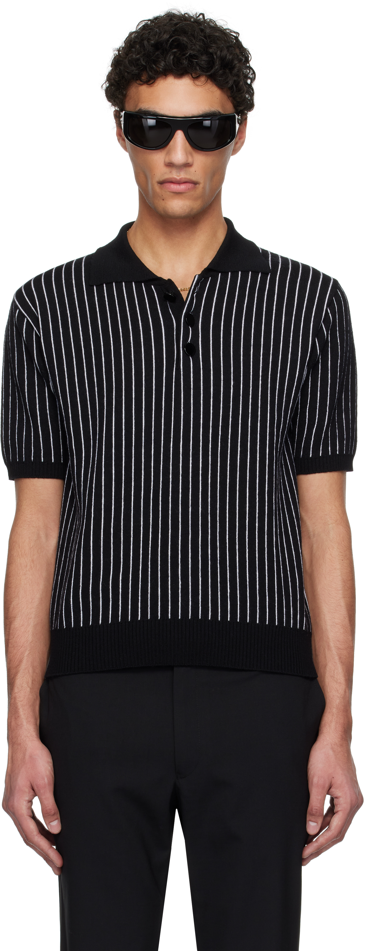 Black Pinstripe Polo