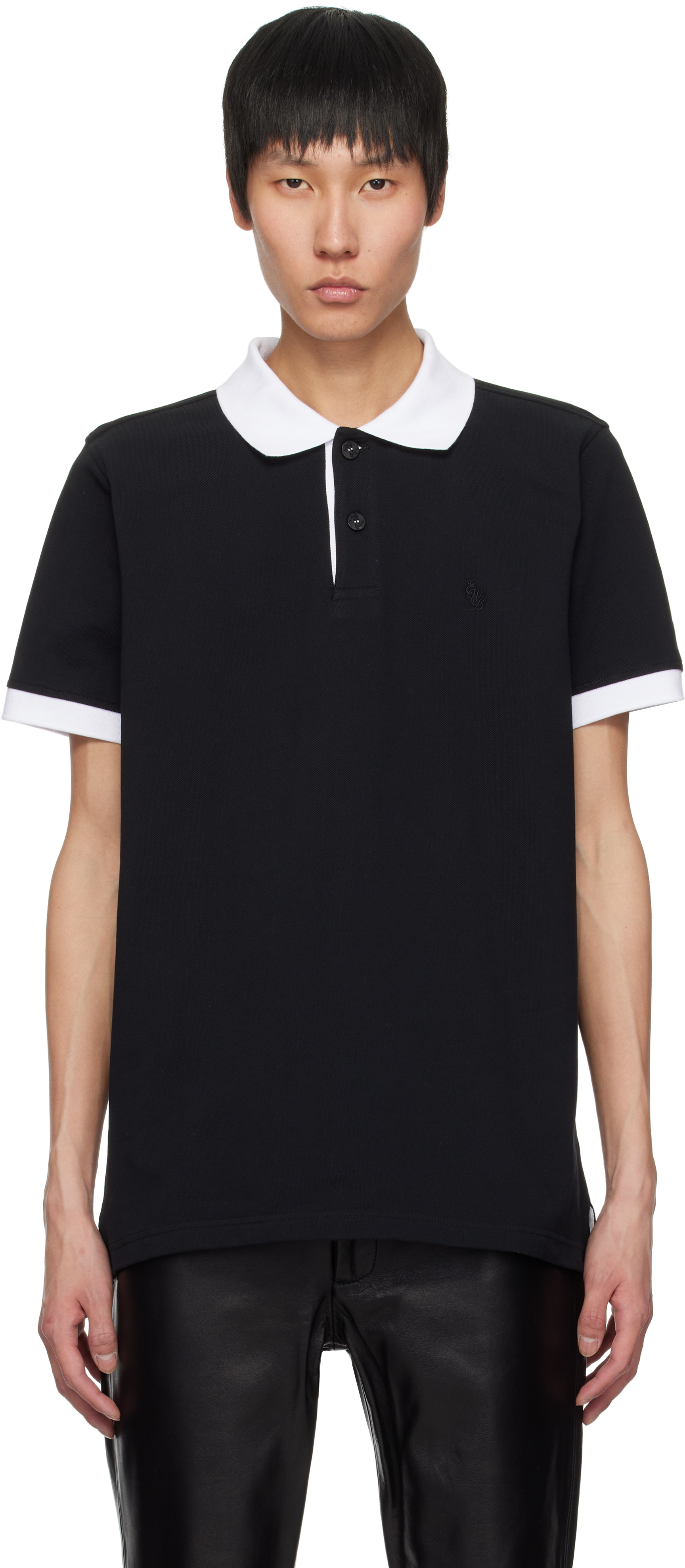 Black Embroidered Polo