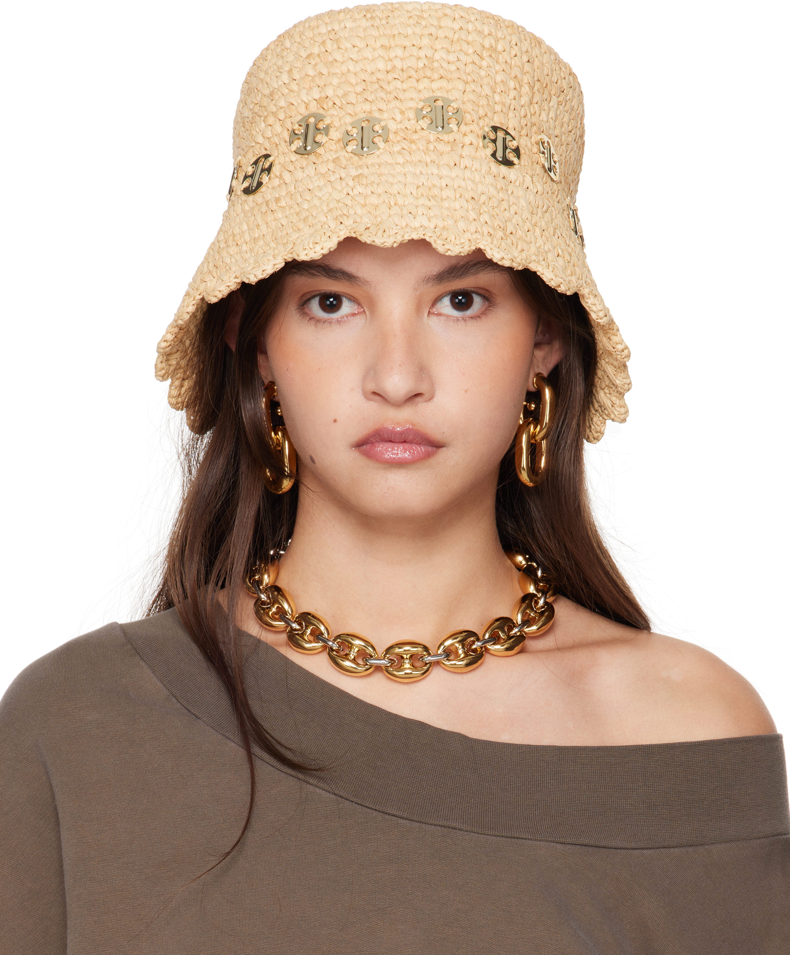【関税込み】Rabanne ベージュ Natural Raphia ビーチハット Beige Natural Raphia Beach Hat by Rabanne on Sale