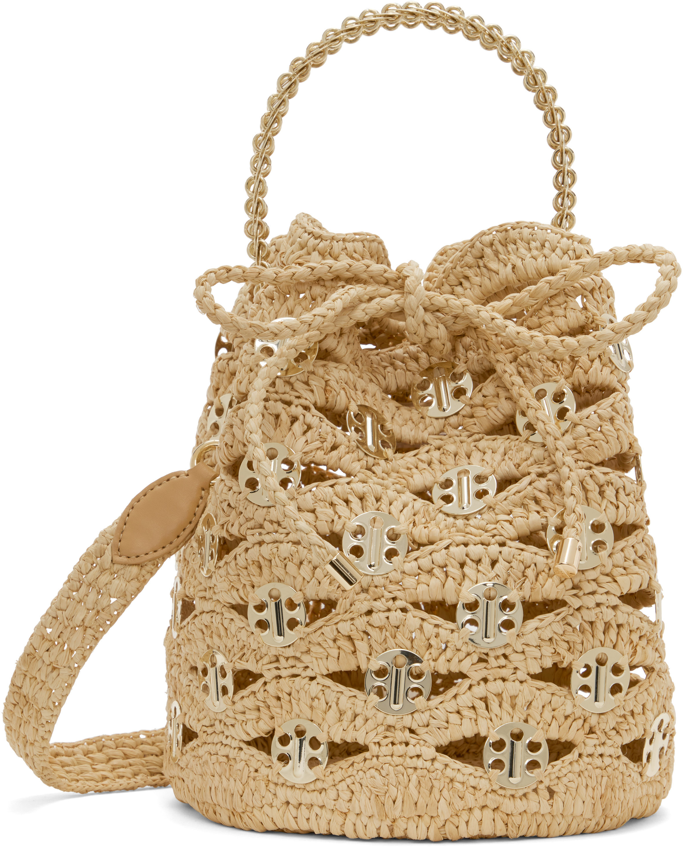 Beige New Raphia Wave Bucket Bag