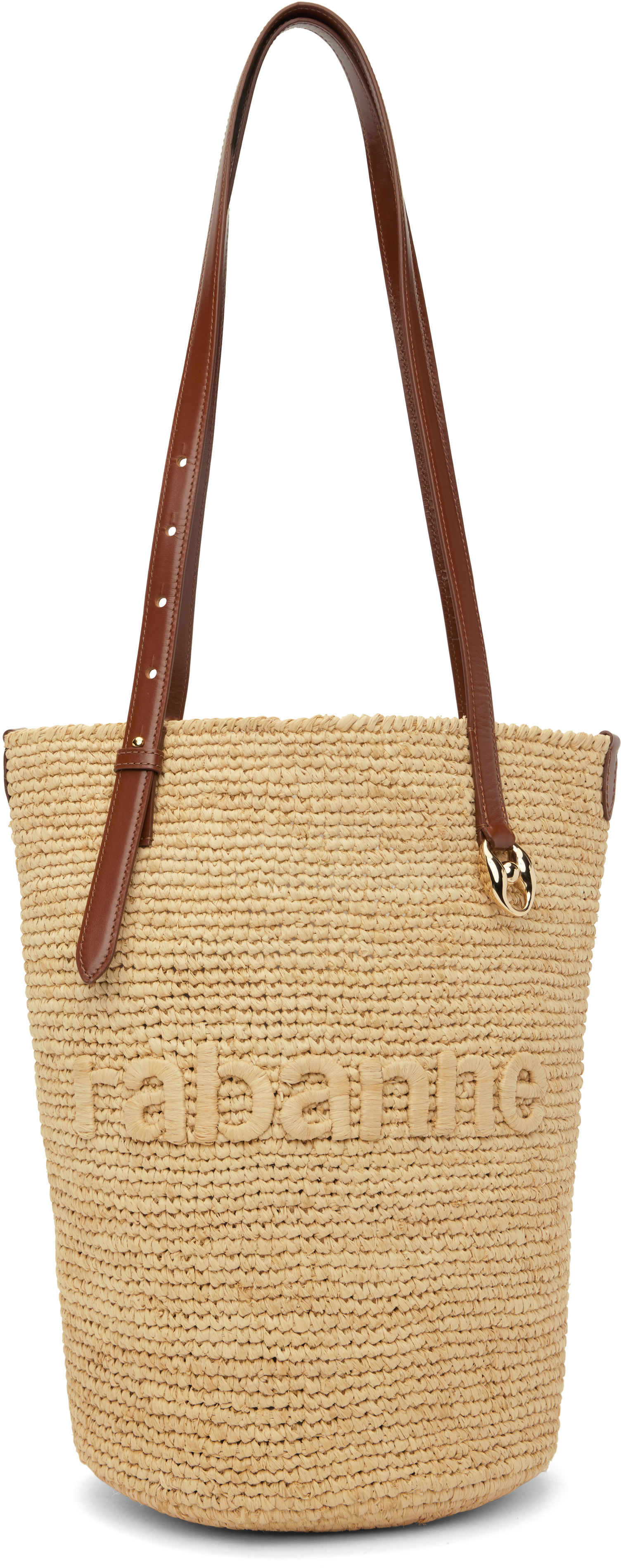 Beige Raffia Logo Tote