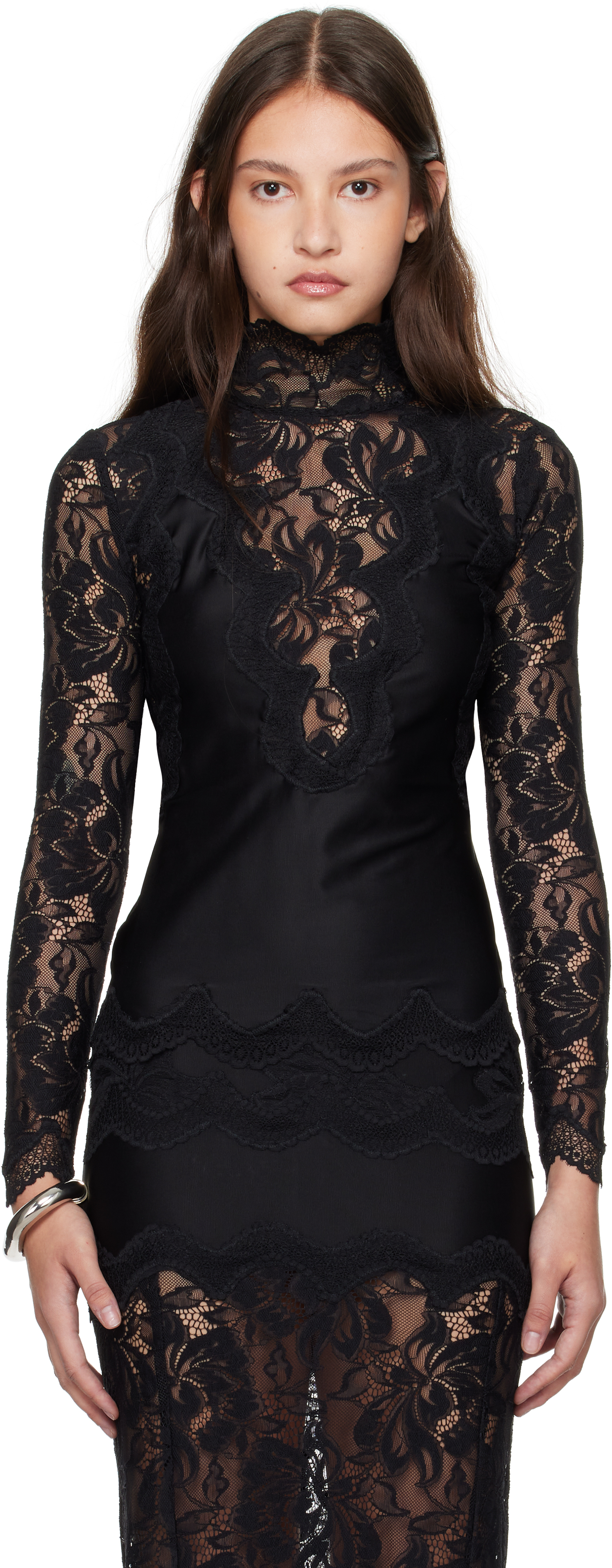 Black Long Sleeve Lace Top