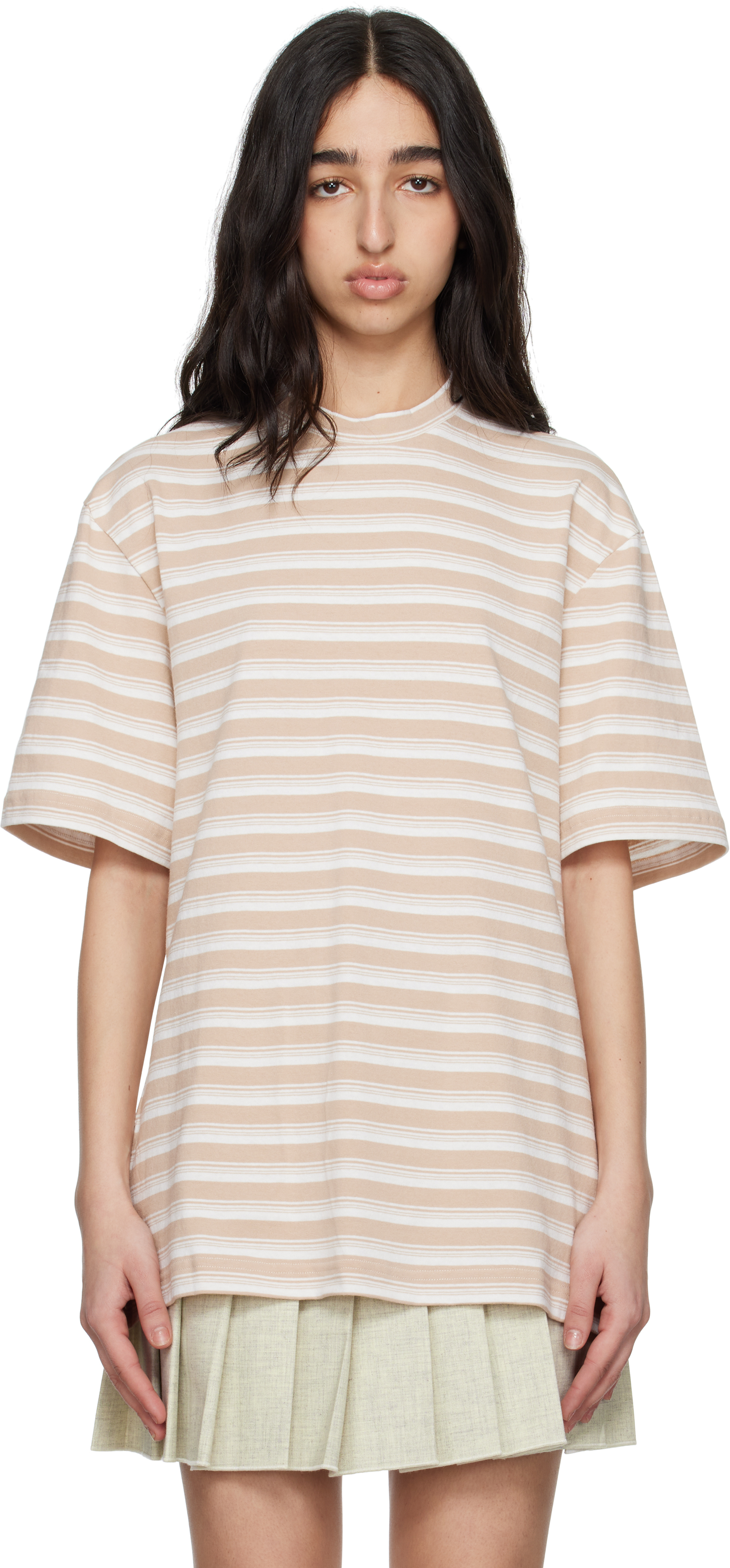Tシャツ・カットソー RABANNE Woman T-Shirt Beige 25PMPU016ML0308 P255 Women's Fluid satin shirt with tattoo print | Beige | Diesel