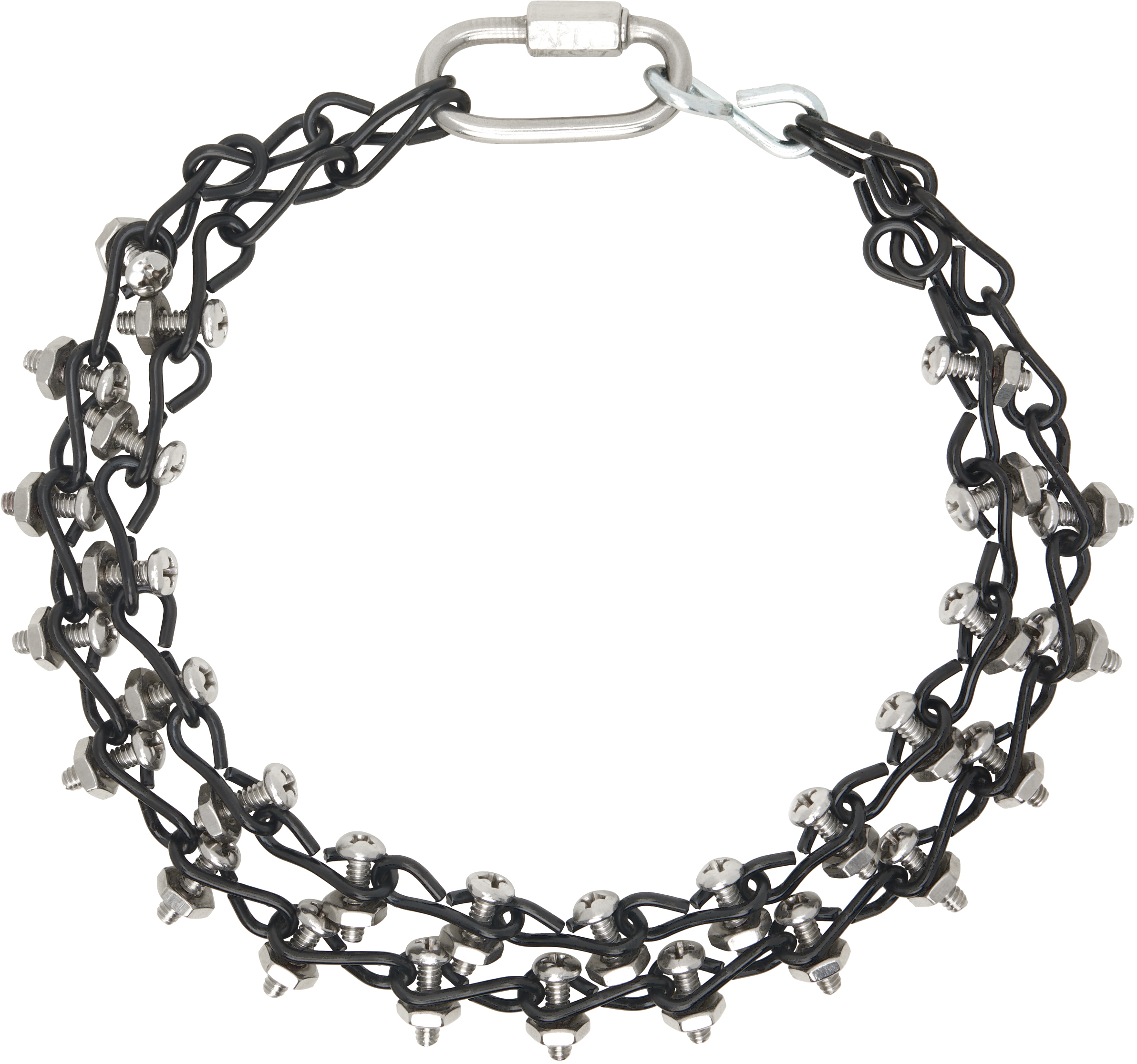 SSENSE Exclusive Silver & Black #14 Jack Double Necklace