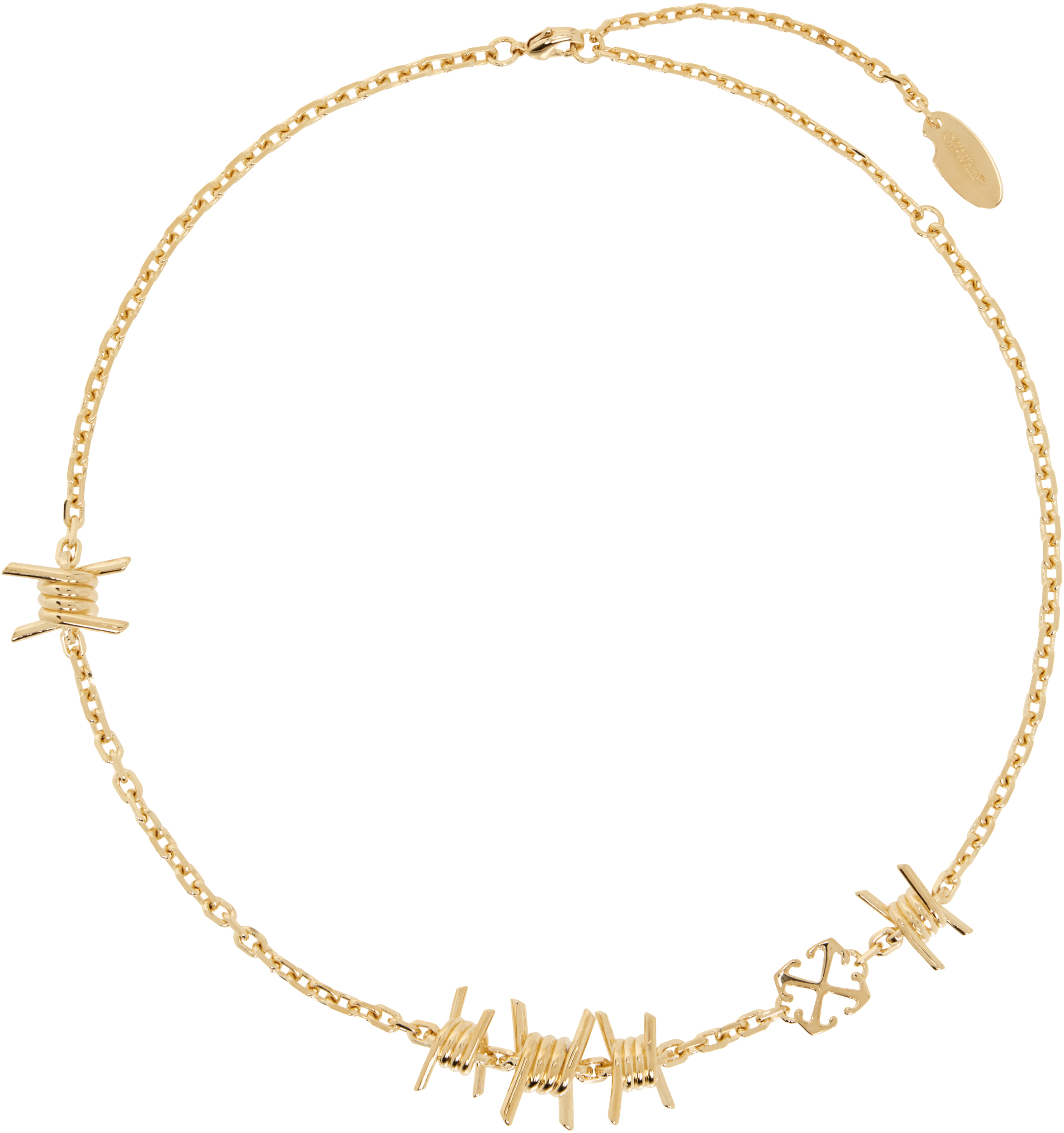 【 OFF-WHITE 】ゴールド Barbed Wire Motif ネックレス Off-Whiteのゴールド Barbed Wire Motif ネックレスがセール中