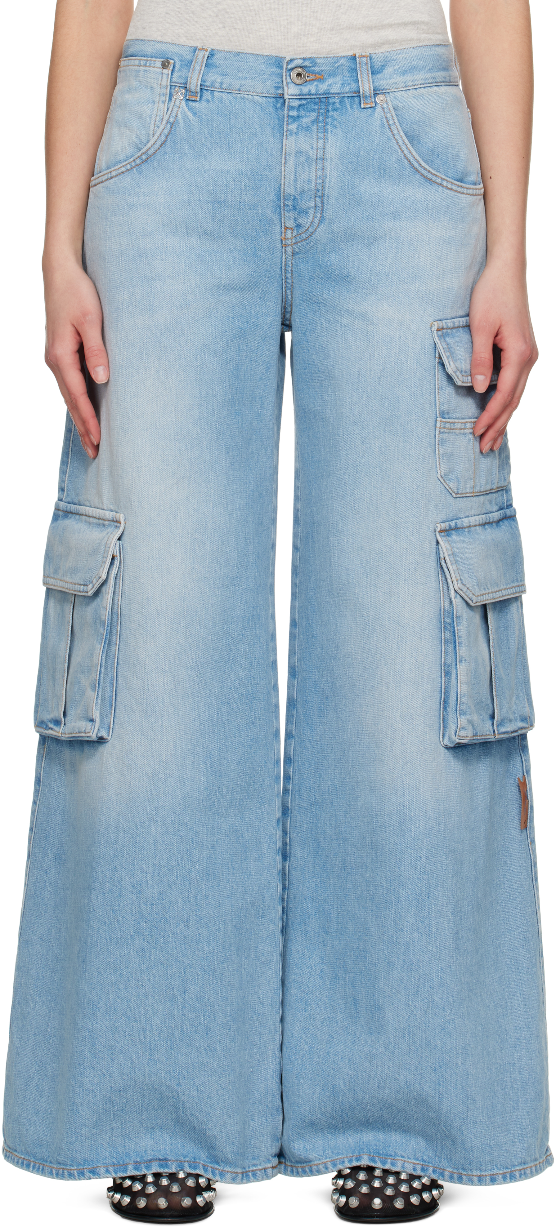 Blue Wide-Leg Denim Jeans