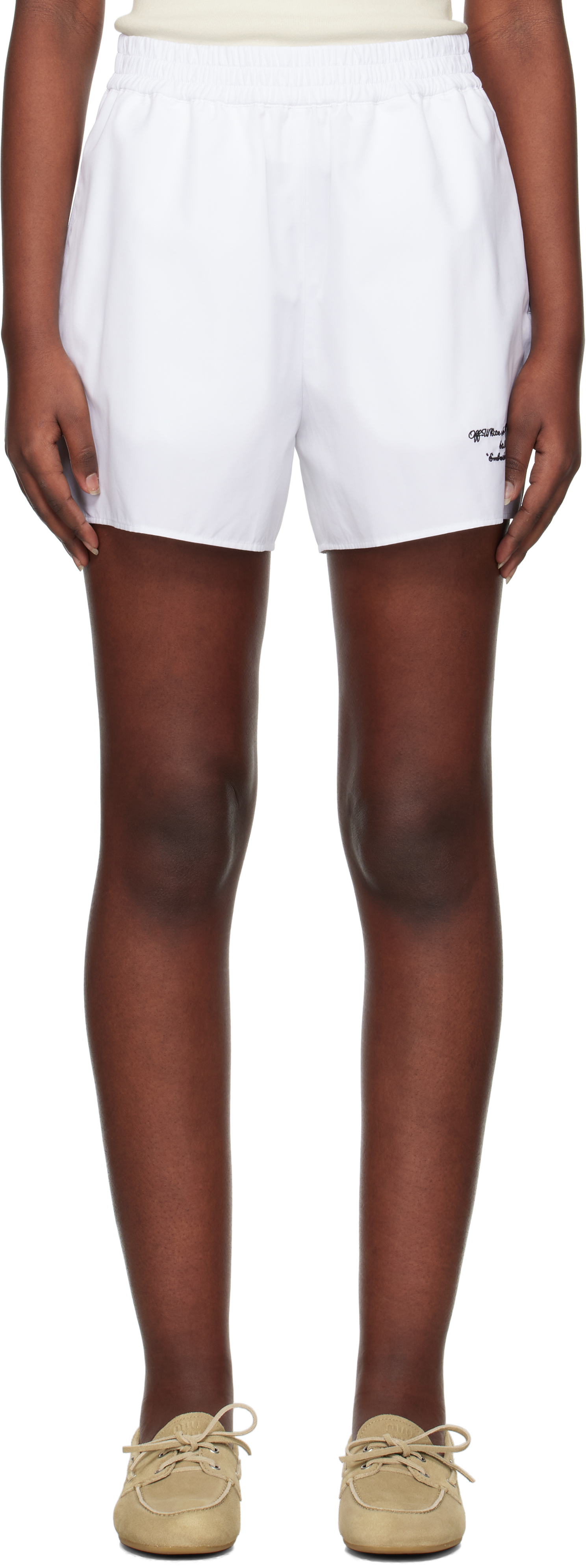 White Poplin Shorts