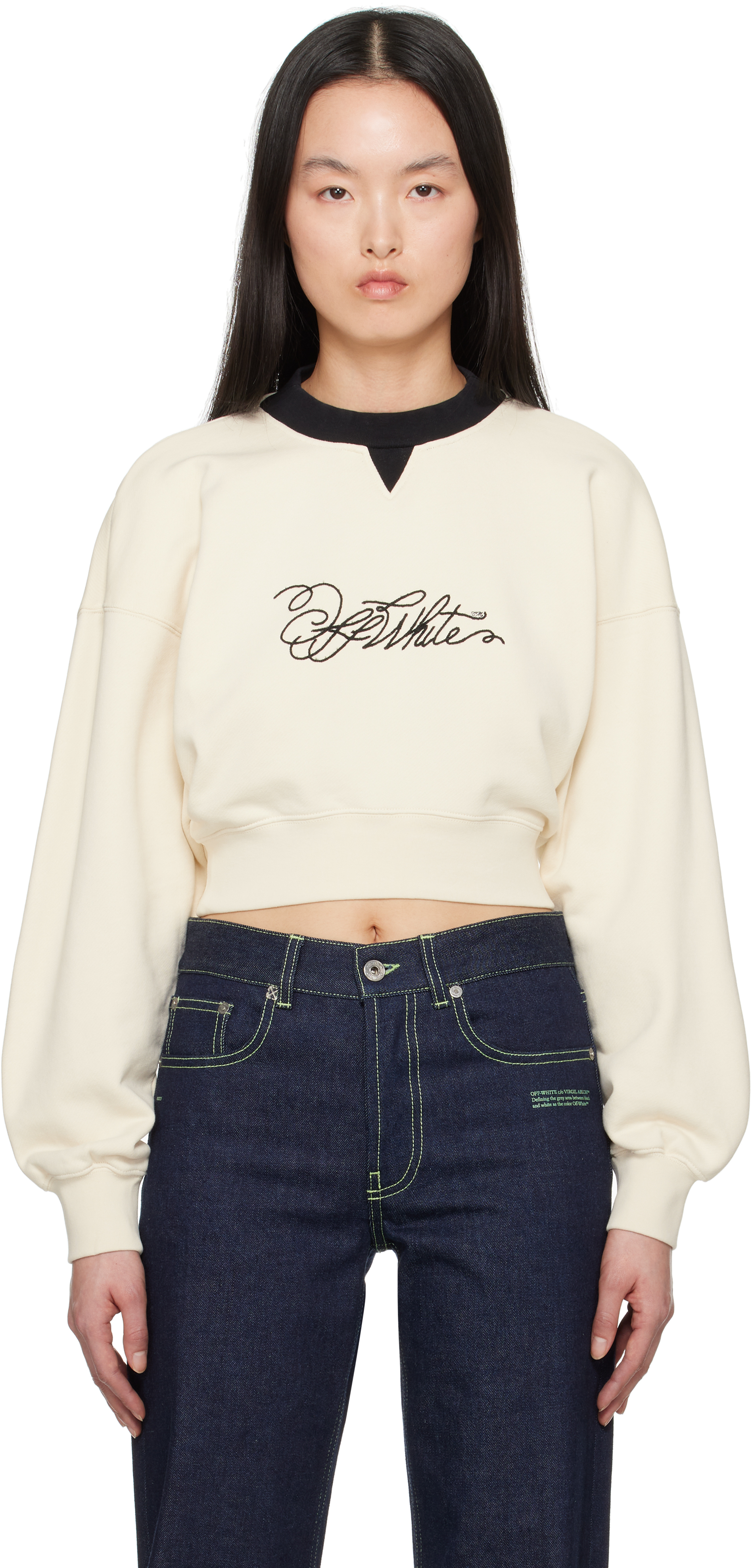 Off-White Script Crop Sweatshirt