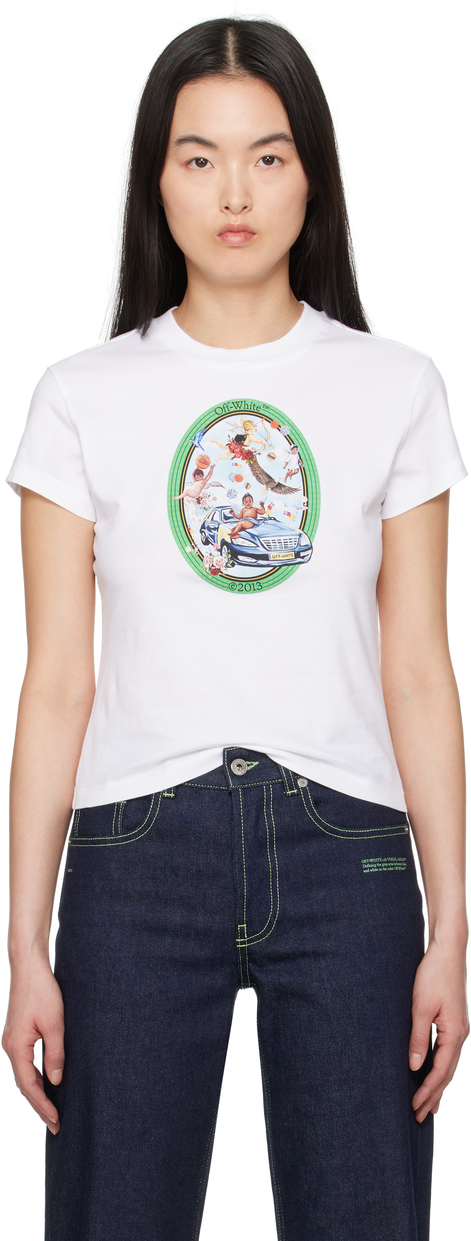 Tシャツ・カットソー Off-White 'Fresco oval' T-shirt Off-Whiteのホワイト Oval Fresco Tシャツがセール中