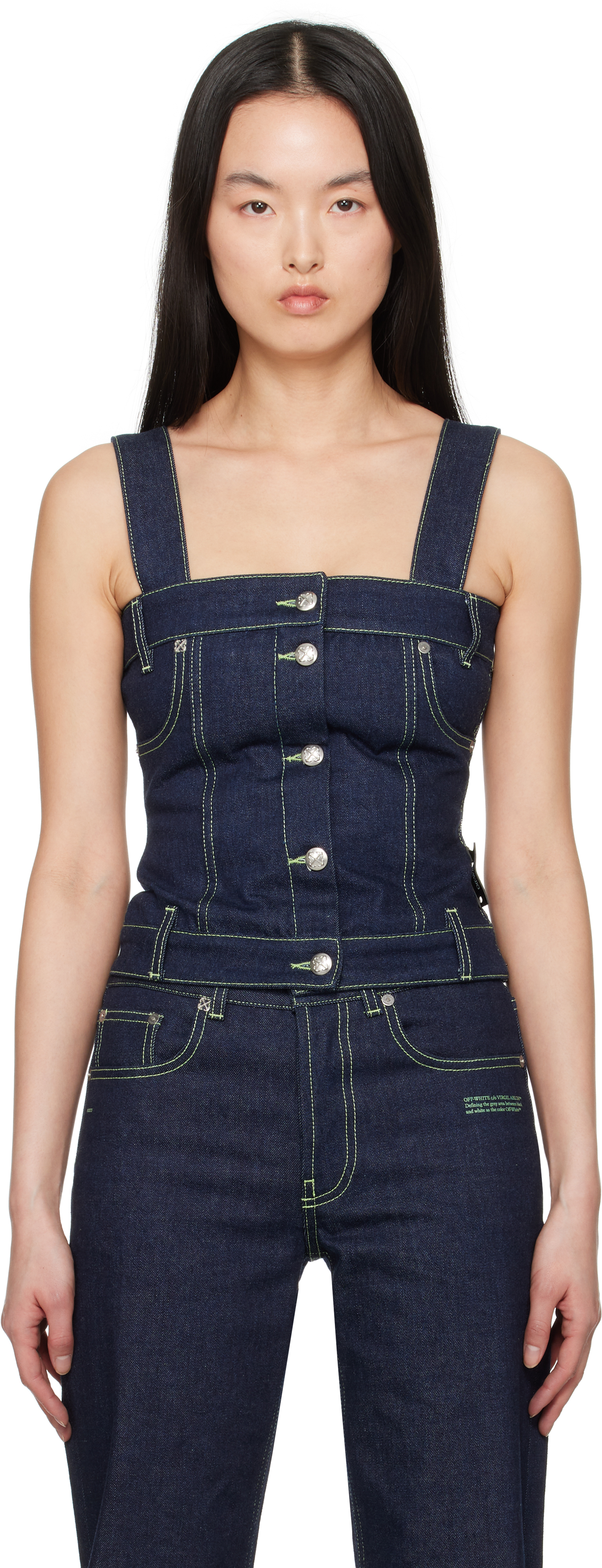 Blue Corset Denim Tank Top