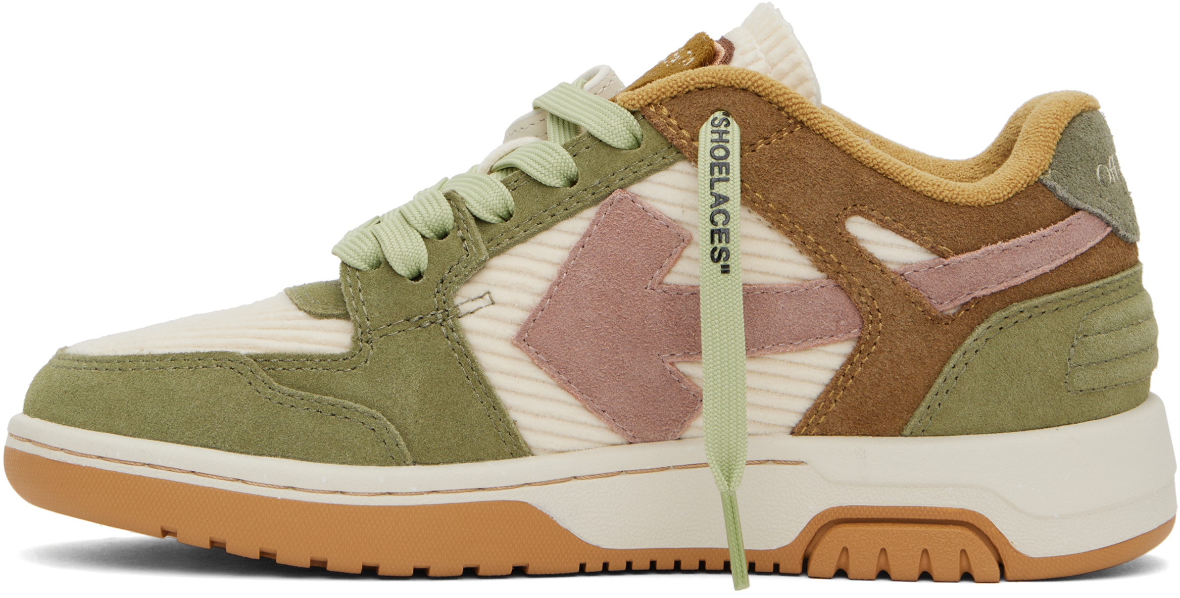 Off-white Green & Brown Slim Out Of Office Sneakers In Forest Green