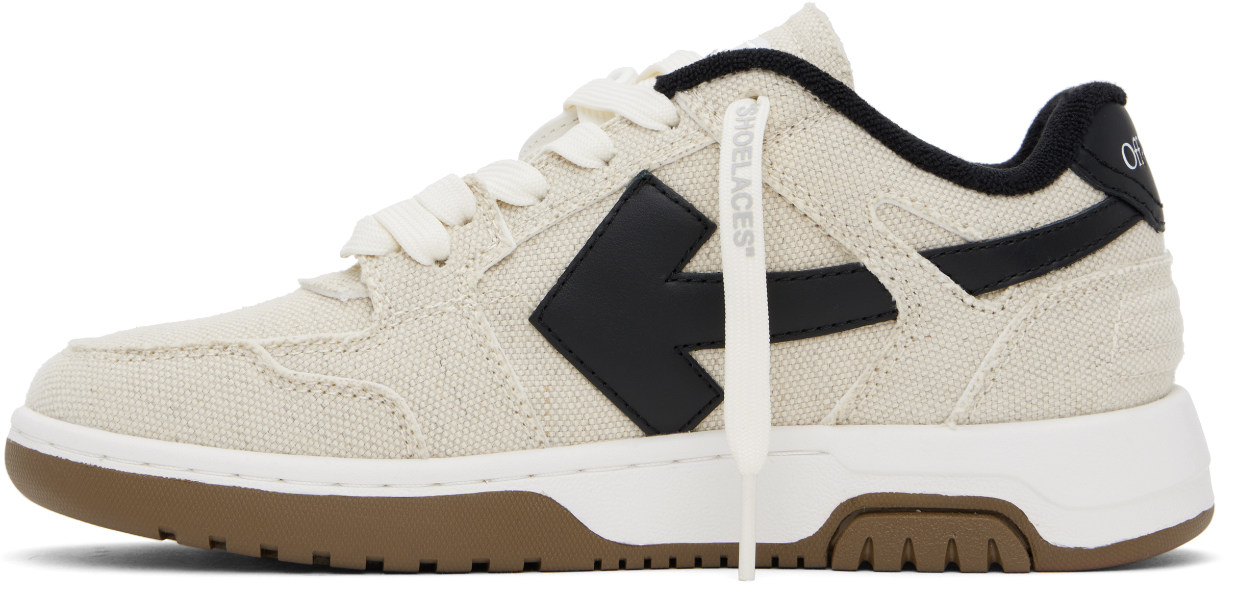 Off-white Beige & Black Slim Out Of Office Sneakers In Ivory Black