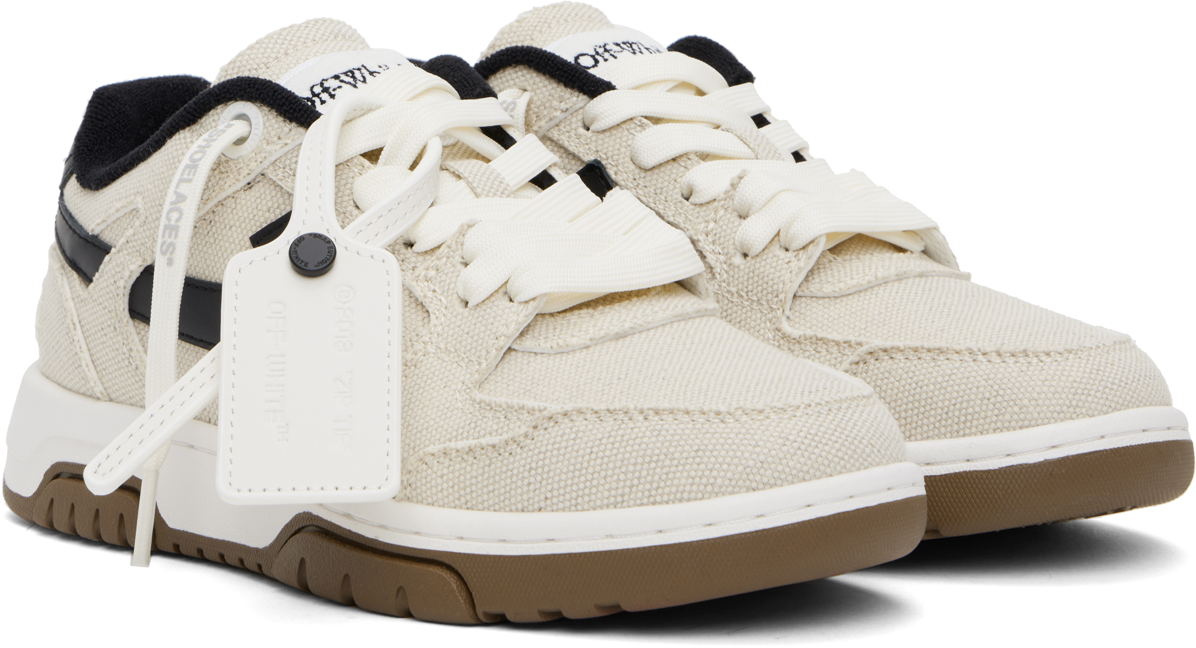 Off-white Beige & Black Slim Out Of Office Sneakers In Ivory Black