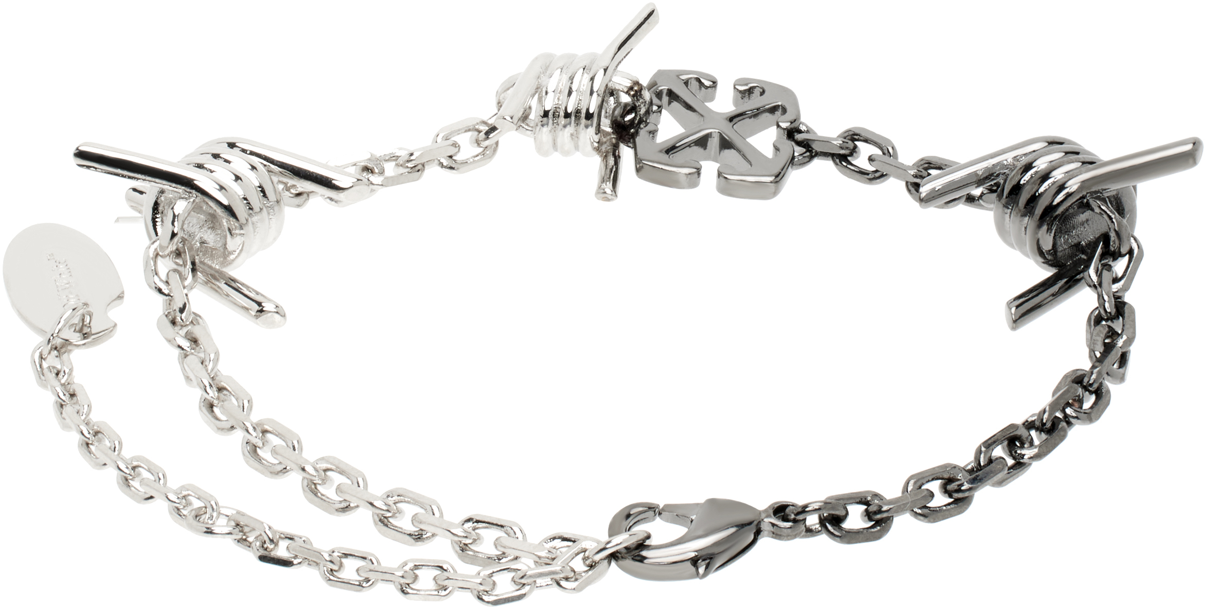 Off-white Silver & Gunmetal Barbed Wire Bracelet In Silver - Black