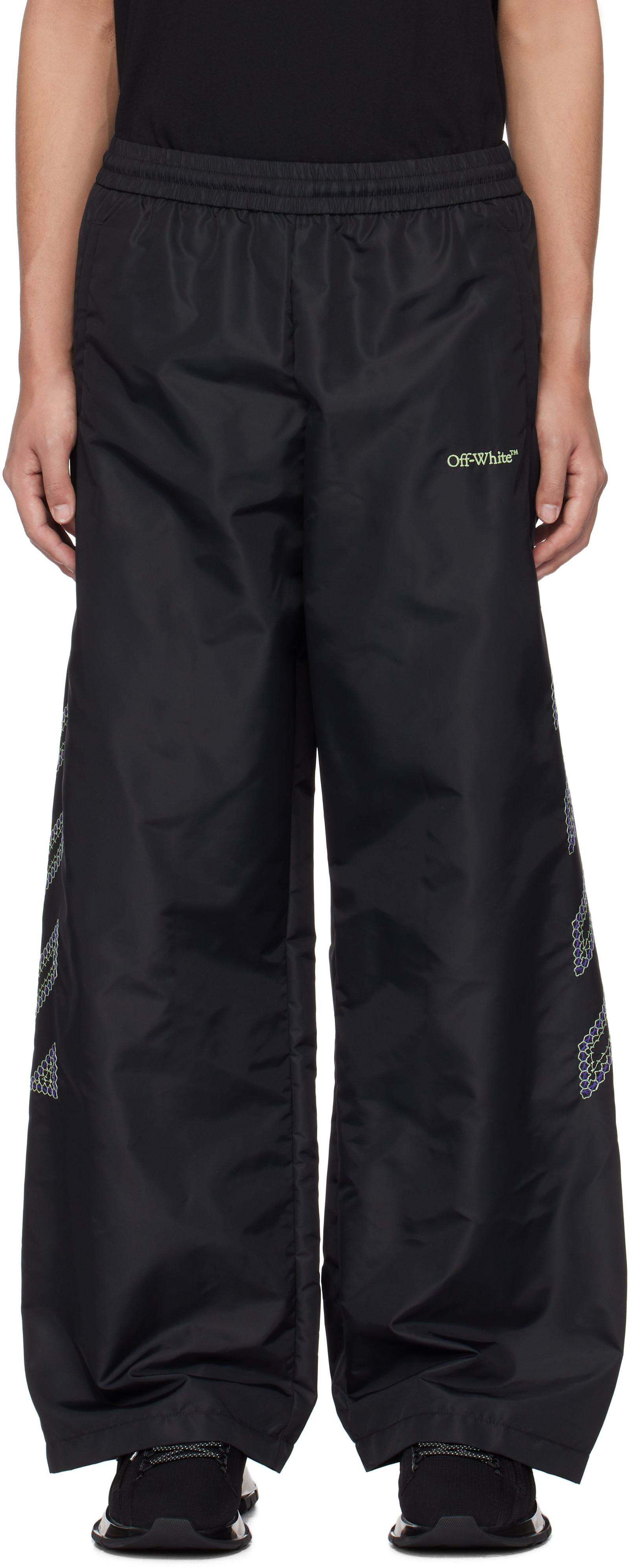 Black Diag Outl Nylon Faille Track Pants